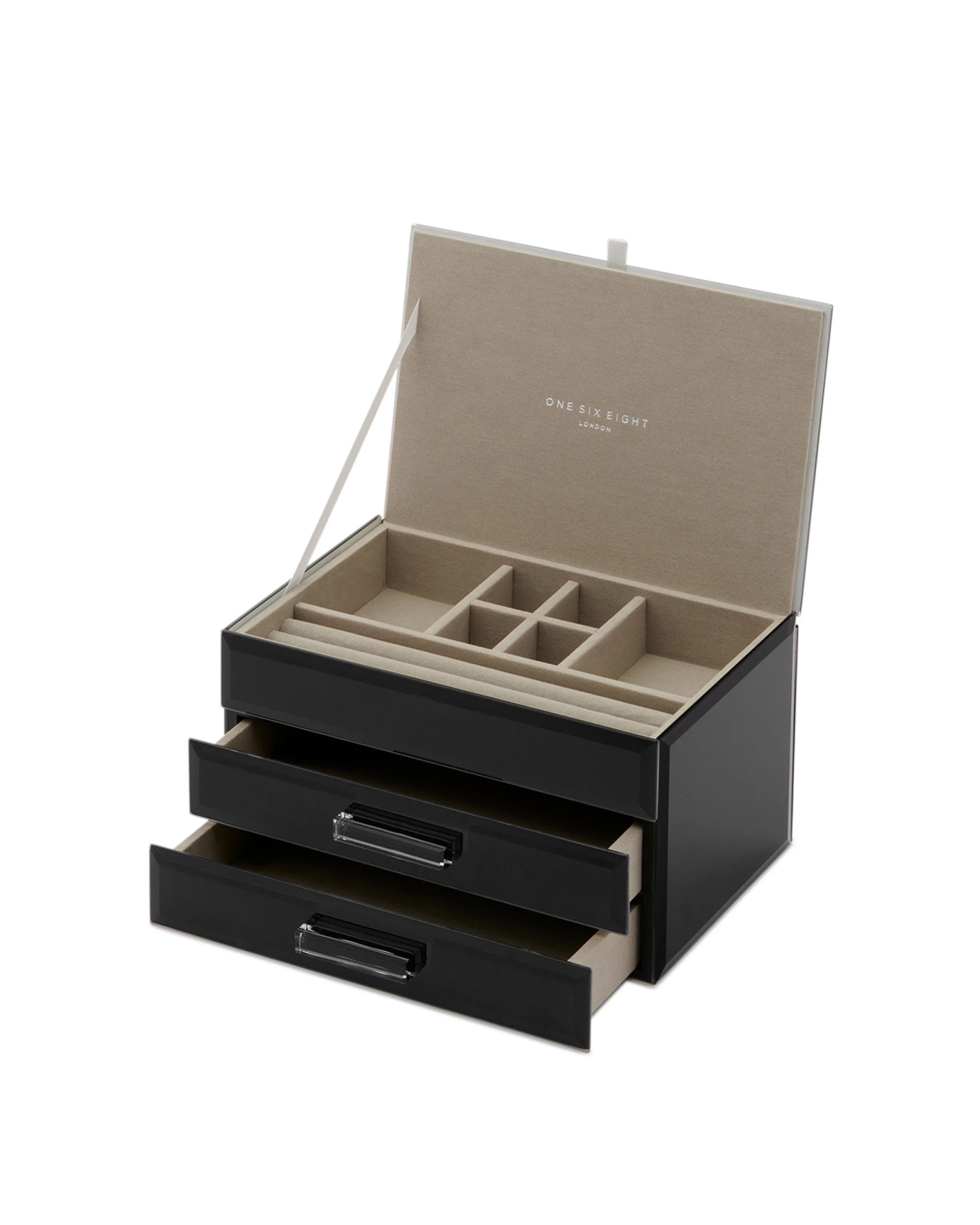 1 One Six Eight London Gabriella Jewellery Box - M - Black, 1 of 6
