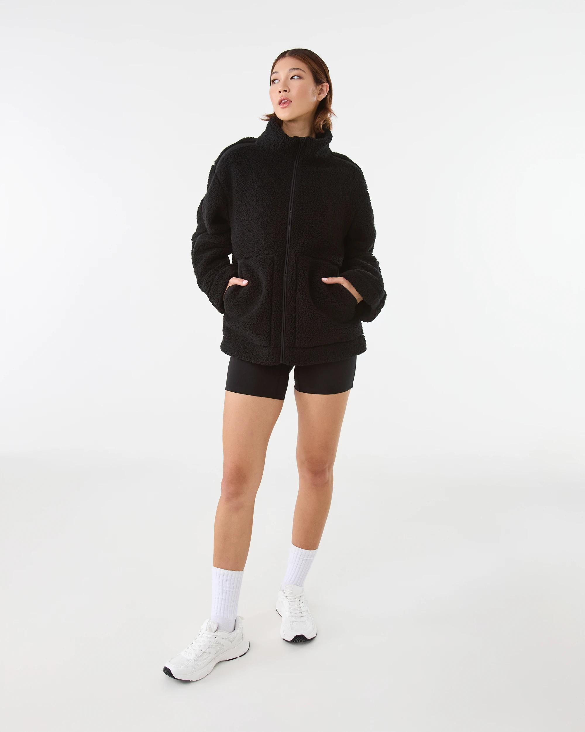 3 Active Womens Outdoor Sherpa Jacket Black, 3 of 9