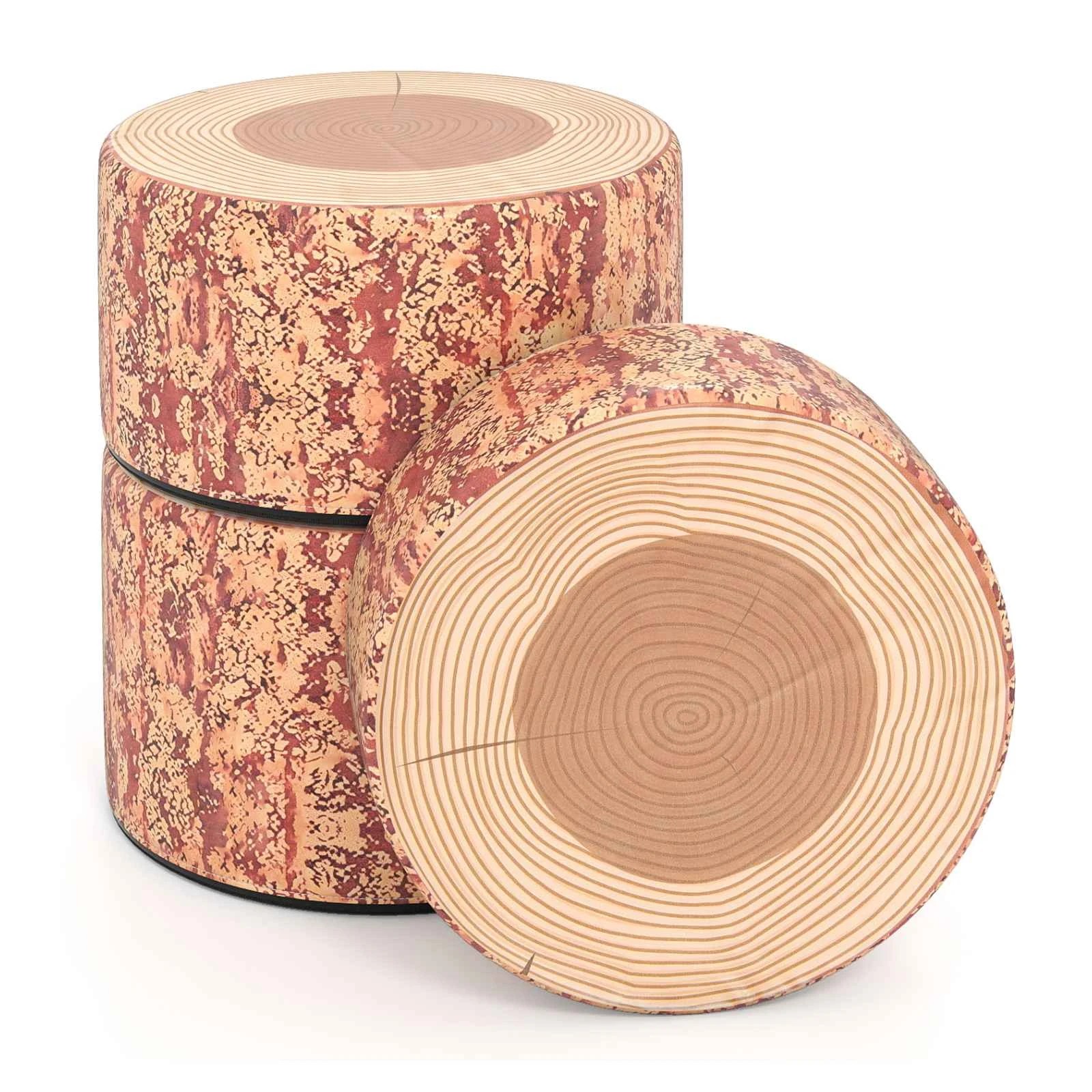 1 Costway 3-Piece Stump Stool Set Floor Cushions Seat Round Stool - Multi, 1 of 1