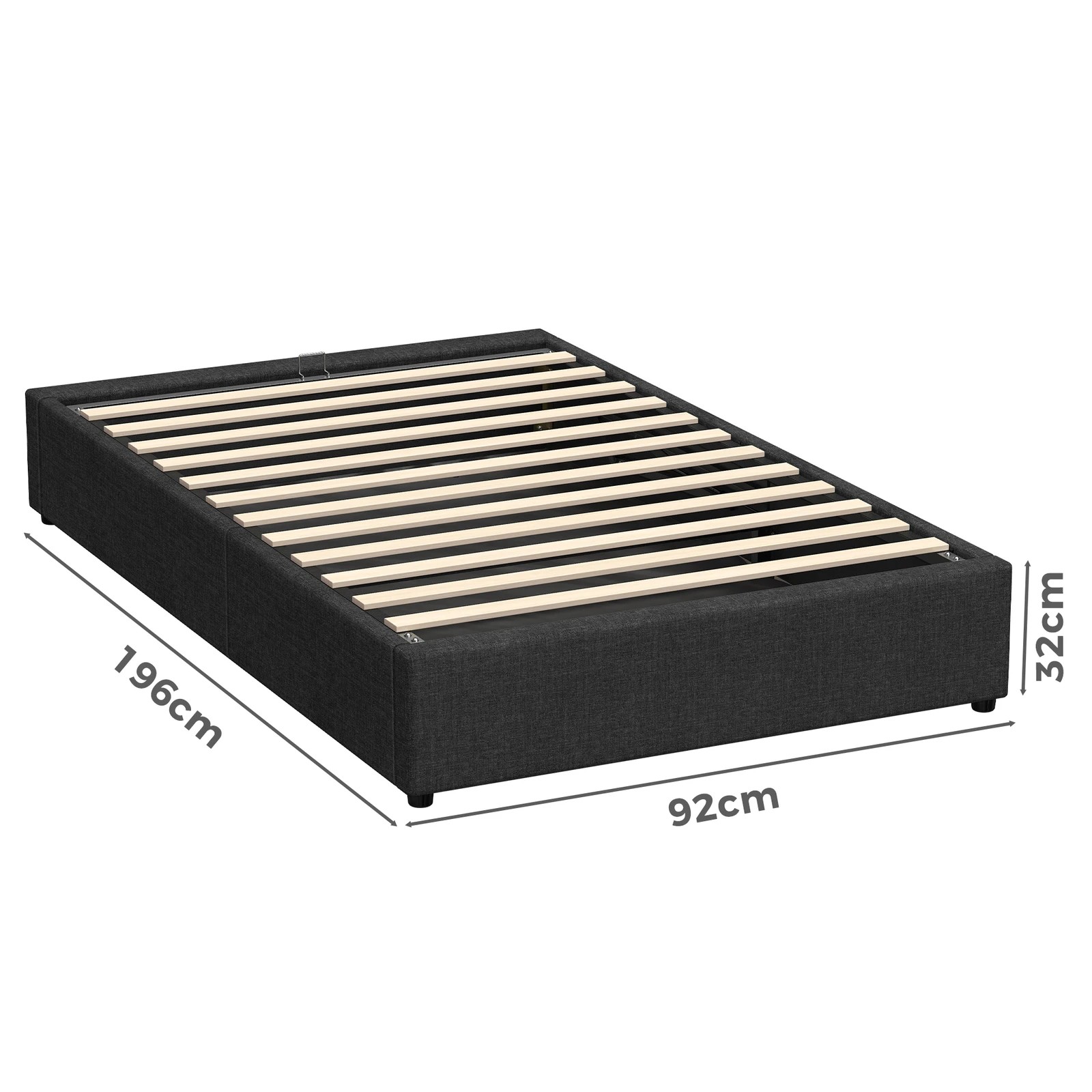 3 Alfordson Bed Frame Single Size Gas Lift Storage Mattress Base Barlow - Charcoal, 3 of 10