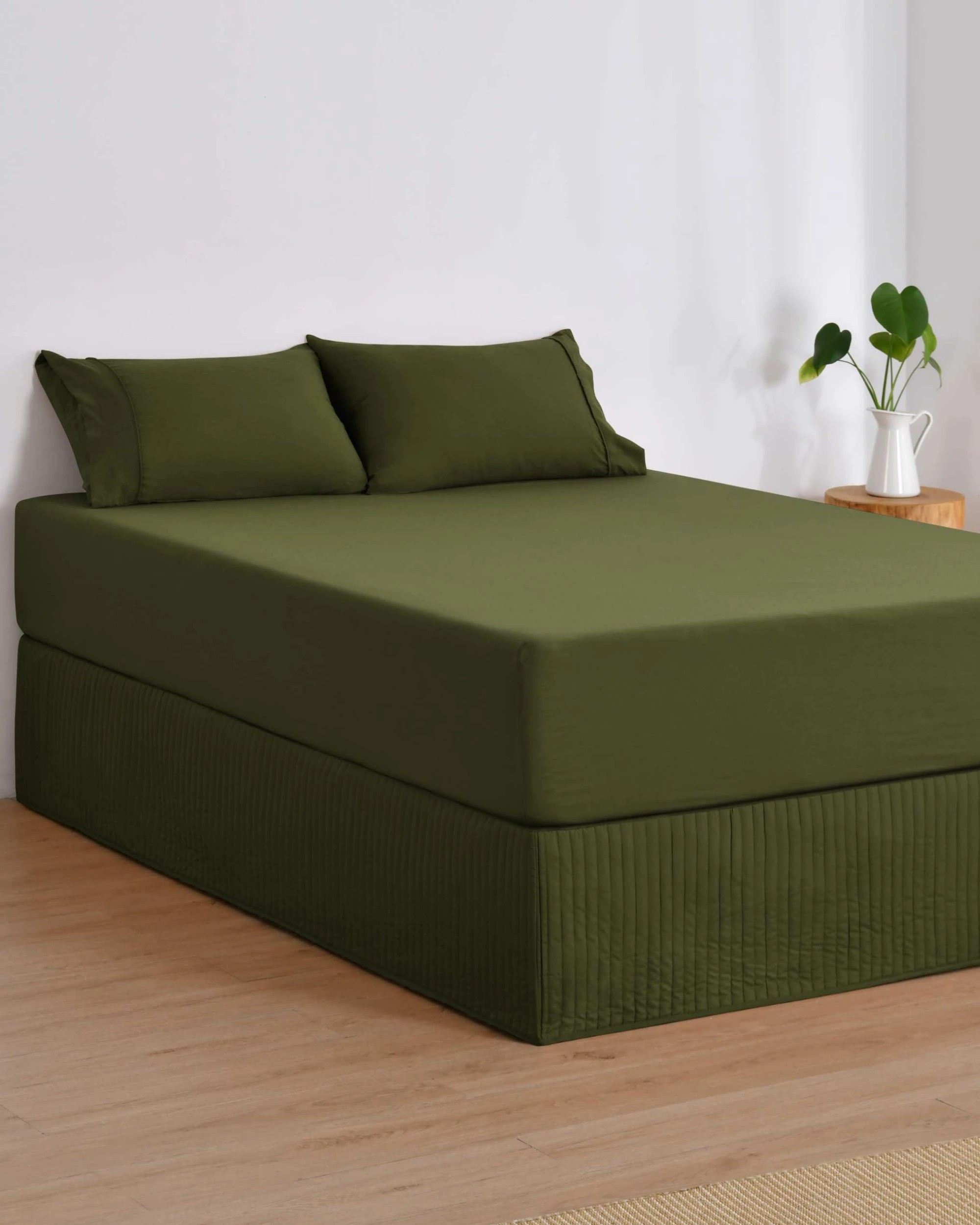 2 Dreamaker Quilted Valance - King Single Bed - Olive, 2 of 5