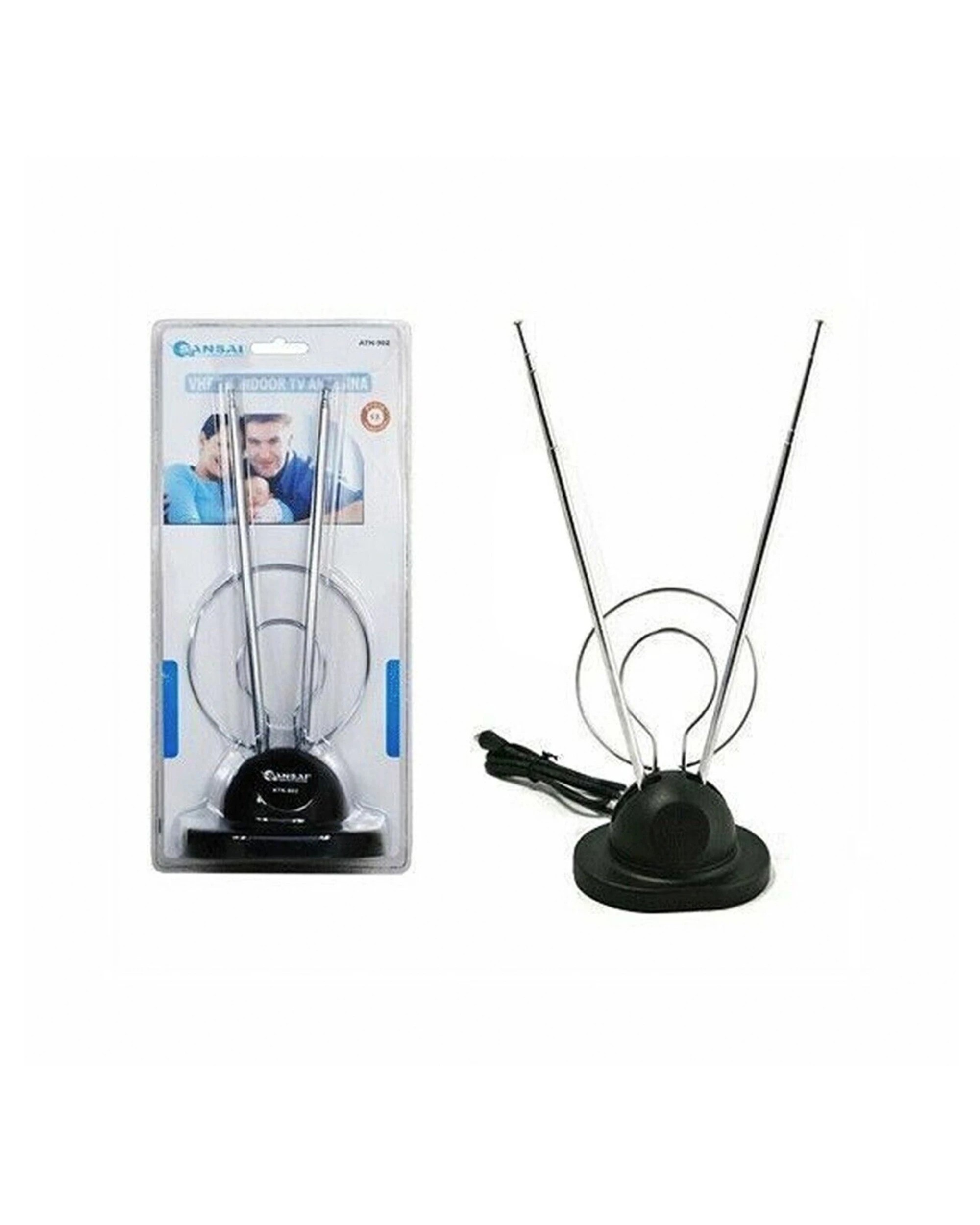 2 Sansai Indoor TV Radio Antenna VHF/FM Reception Adjustable Telescopic Rods - Black, 2 of 3