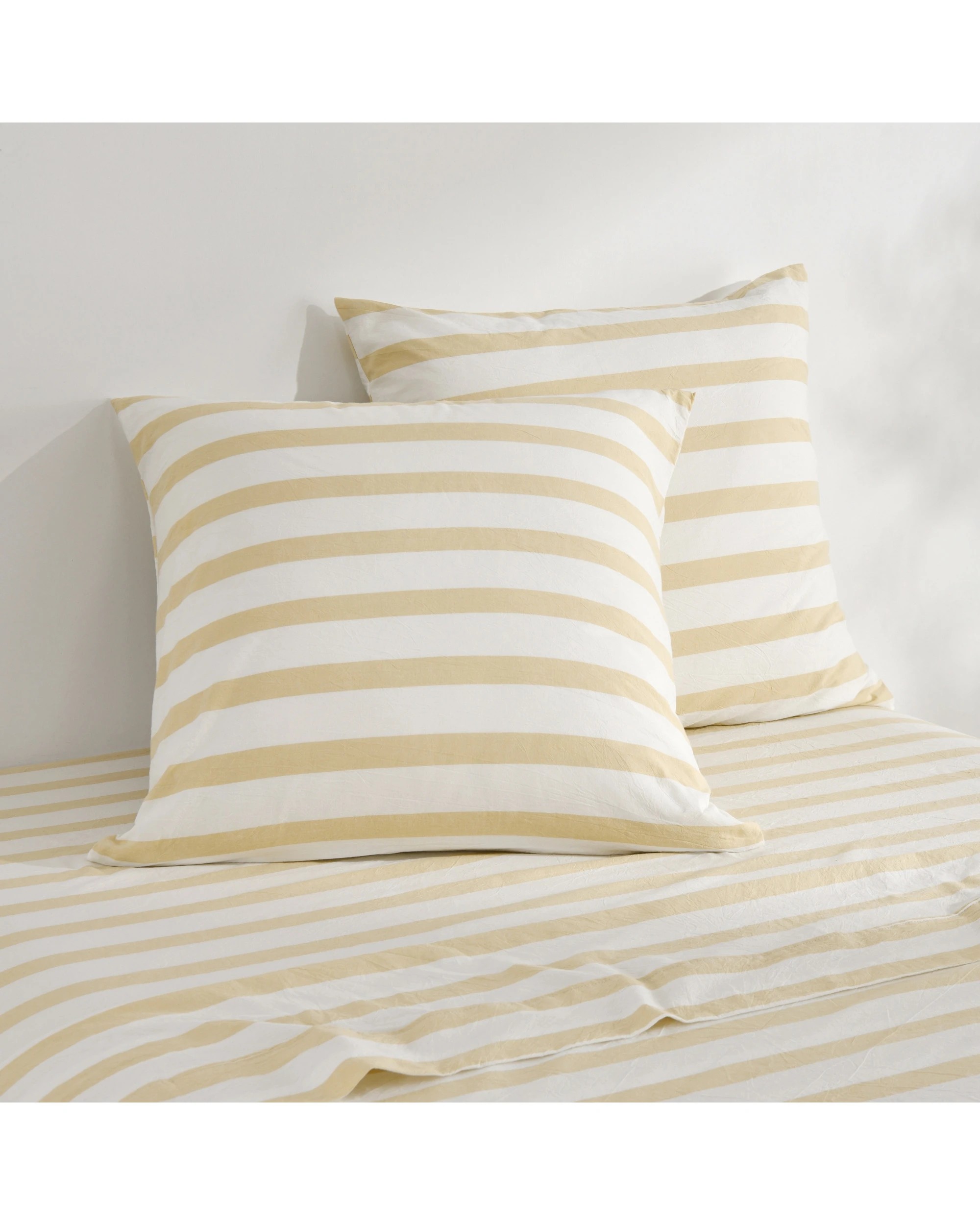 1 Dreamaker Twin Pack Cove Yarn Dyed Washed Cotton Striped Standard Pillowcase - Sand, 1 of 6