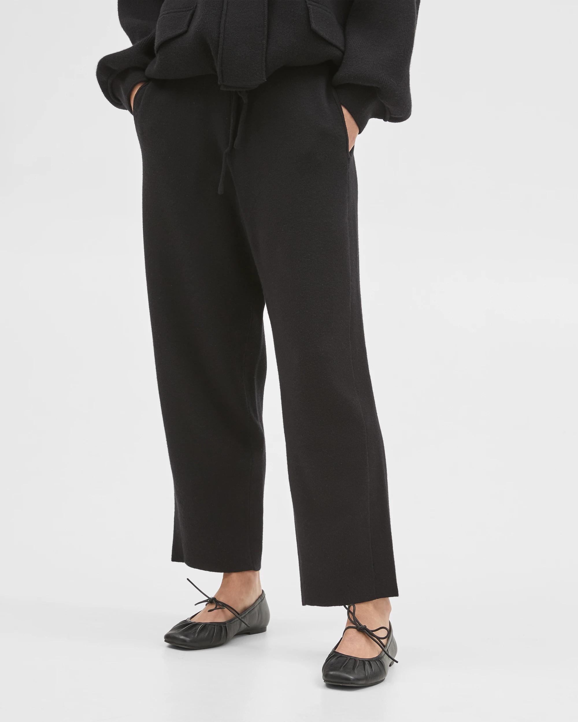 2 Target Woman Clean Knit Barrel Leg Pants BLACK, 2 of 5