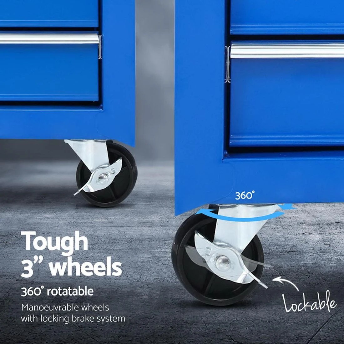 3 Giantz 15 Drawers Tool Chest Trolley Toolbox 2-in-1 Storage - Blue, 3 of 5