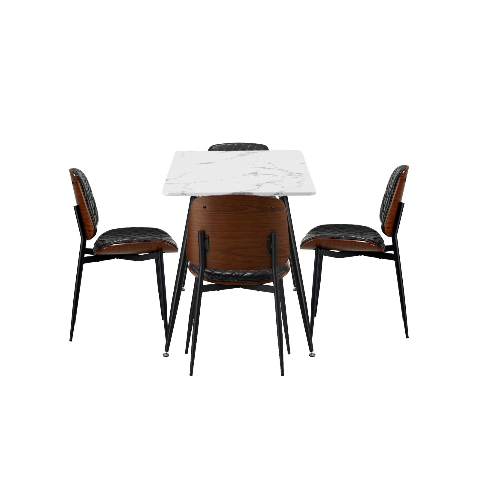8 Oikiture 120cm Rectangle Dining Table with 4PCS Dining Chairs PU - Black, 8 of 9