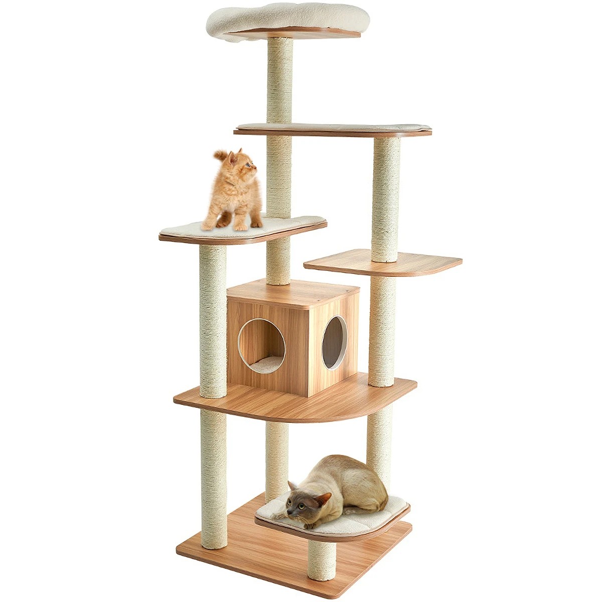 7 Costway 179cm Tall Wooden Cat Tree 7-Layer Cat Tower w/Cat Condo - Natural, 7 of 7