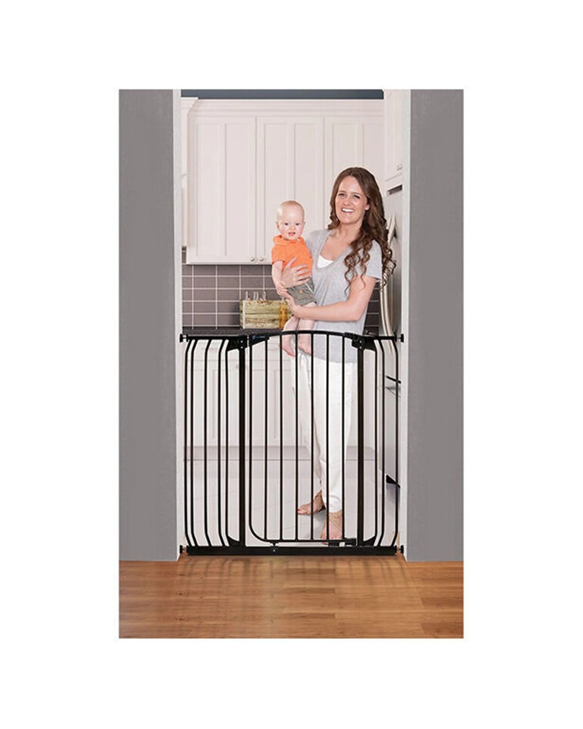 2 Dreambaby Xtra Tall Security Gate 1m 9-18cm Extensions Auto Close Easy Use - Black, 2 of 4