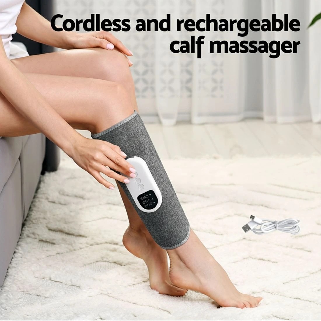3 Livemor Leg Massager Heated Air Compression Calf Relaxation - Grey, 3 of 6