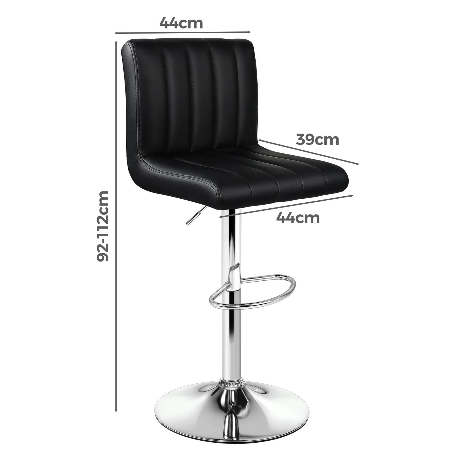 8 Alfordson 2x Bar Stools Macias Kitchen Swivel Chair Leather Gas Lift - Black, 8 of 10