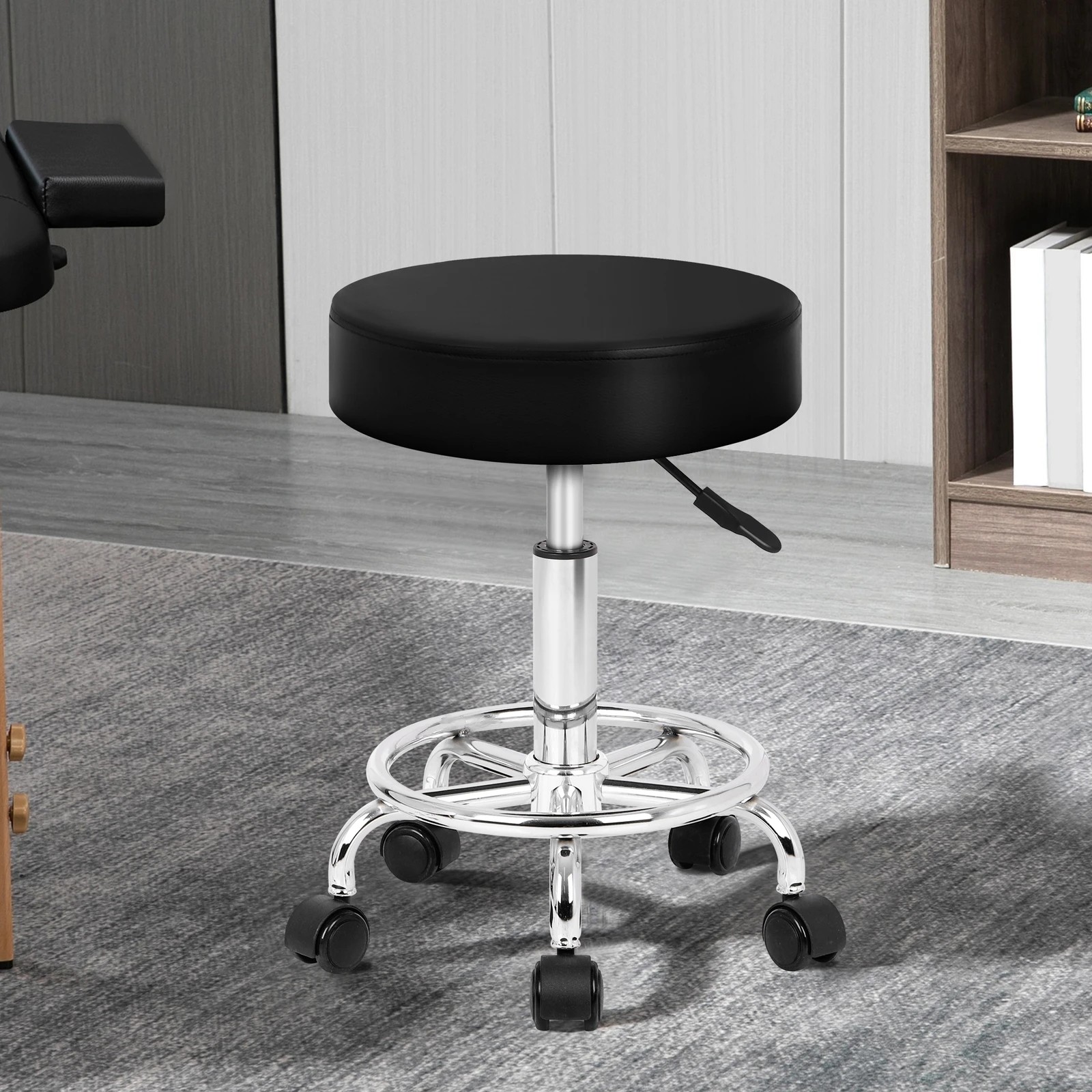 2 Alfordson 2x Salon Stool Round Swivel Barber Hair Dress Chair Gas Lift - Black, 2 of 10