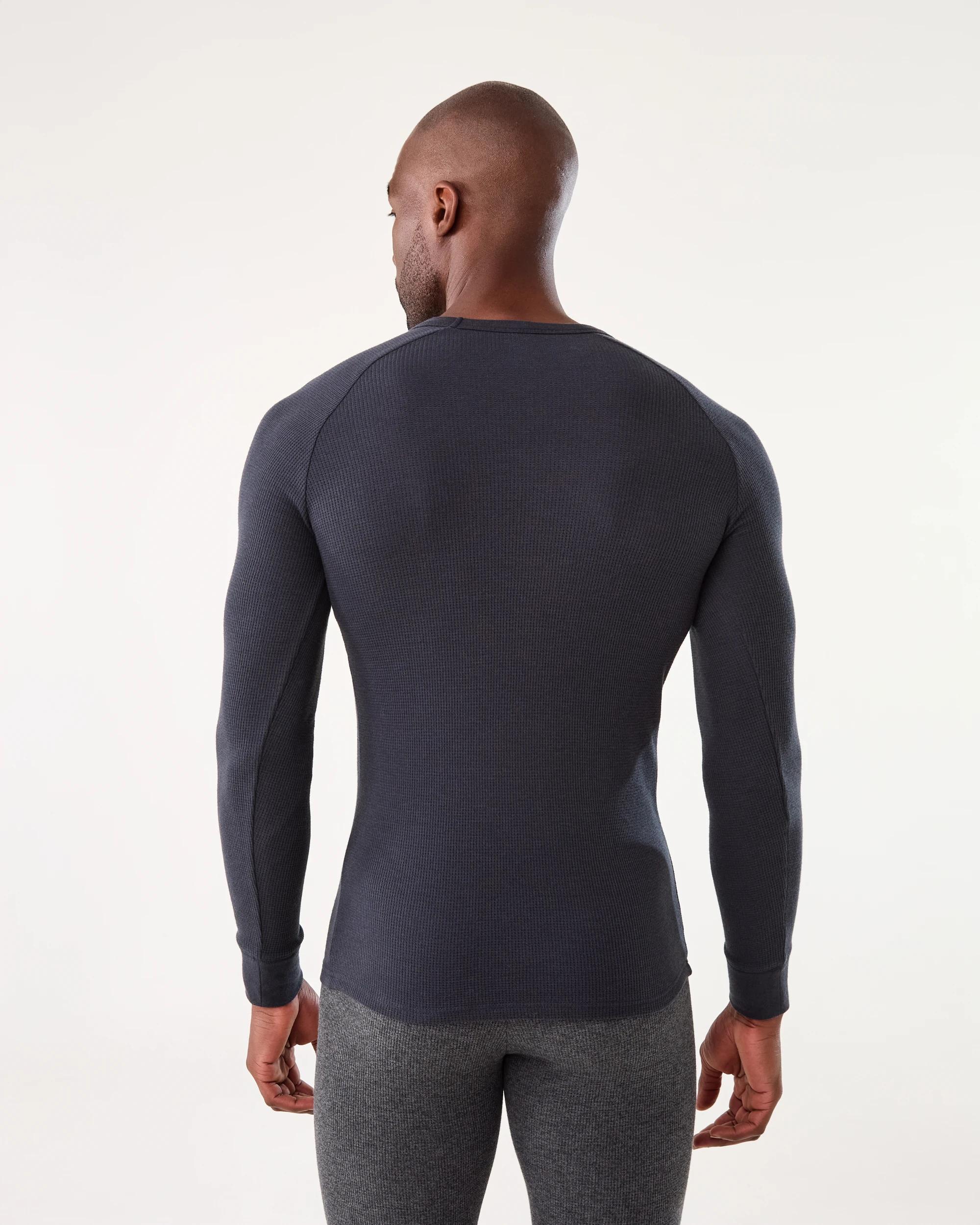 3 Long Sleeve Mini Waffle Thermal Top Blu Night, 3 of 4