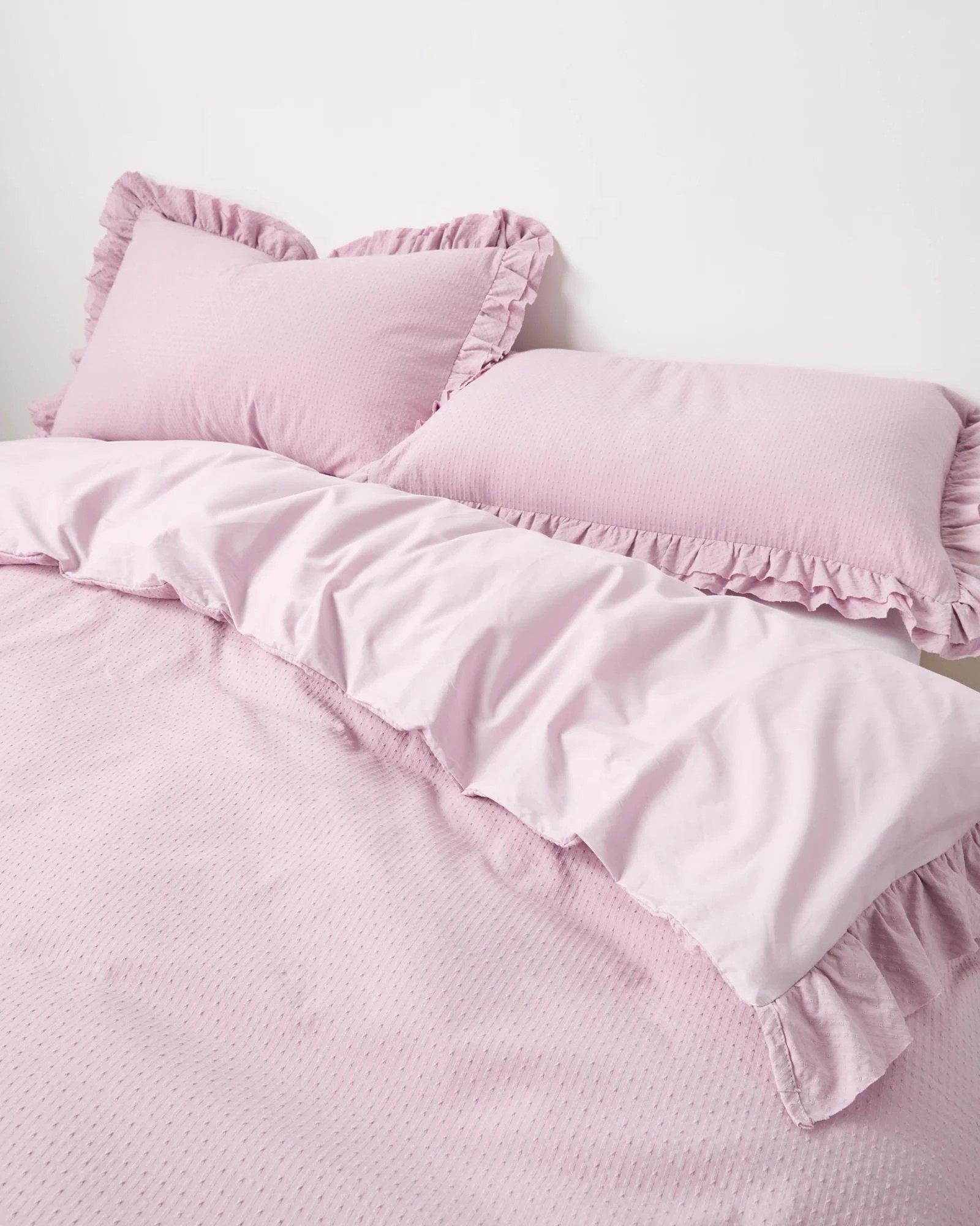 2 Target Australian Cotton Celine Jacquard Double Ruffle Quilt Cover Set - Queen Bed - Purple, 2 of 3