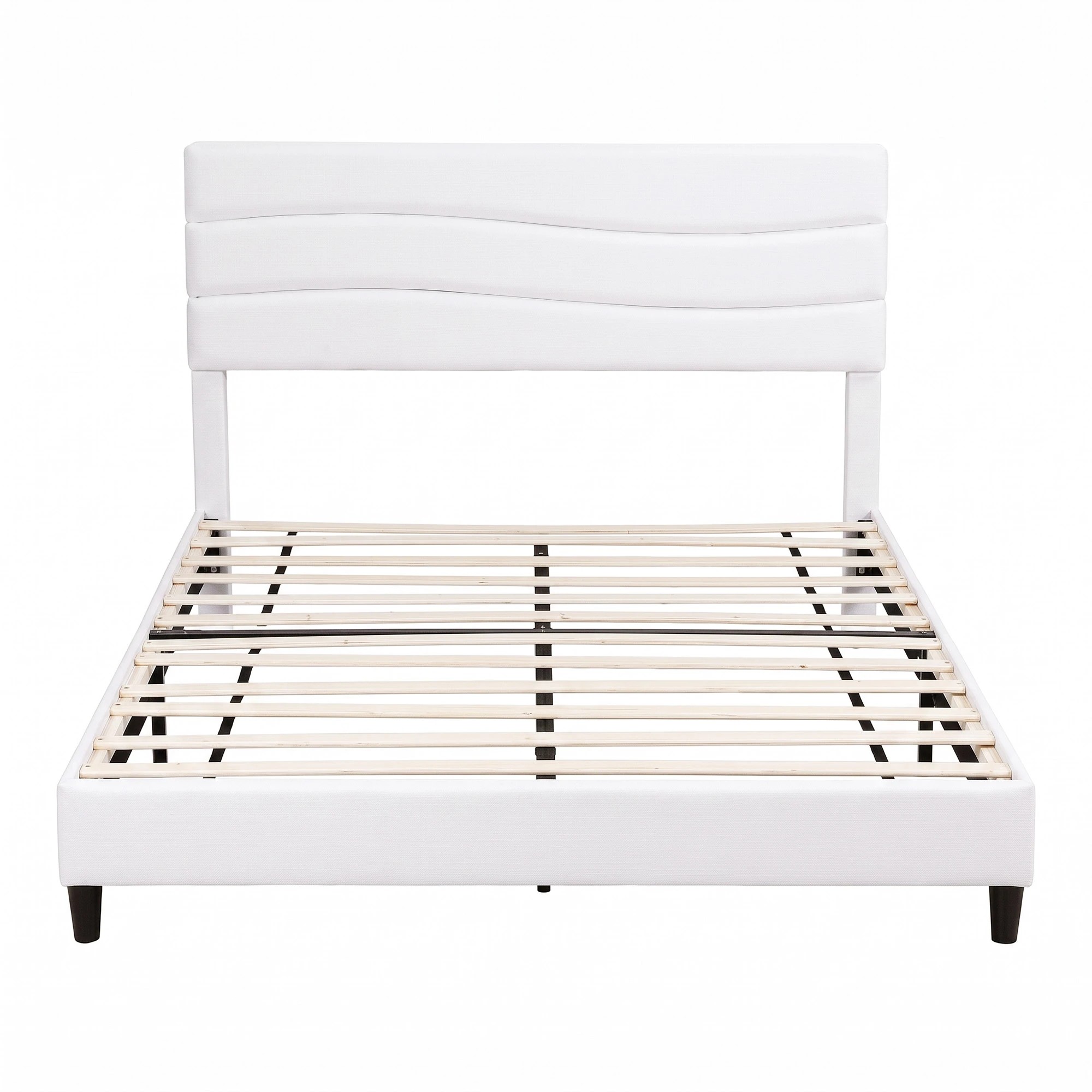 Artiss Bed Frame with Adjustable Headboard Platform Base Linen Fabric ...