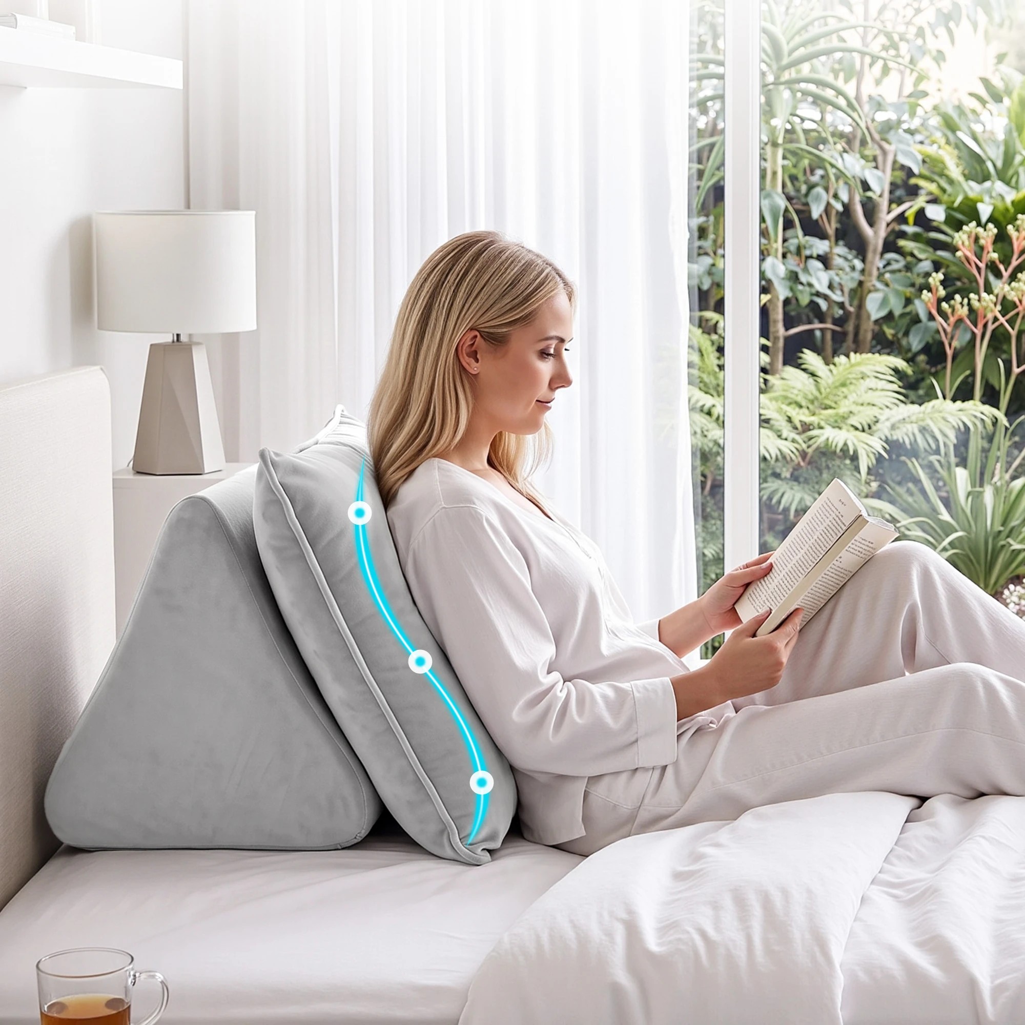5 Giselle Bedding Wedge Pillow for Bed Sitting Up 25D High Density Foam Backrest - Silver, 5 of 10