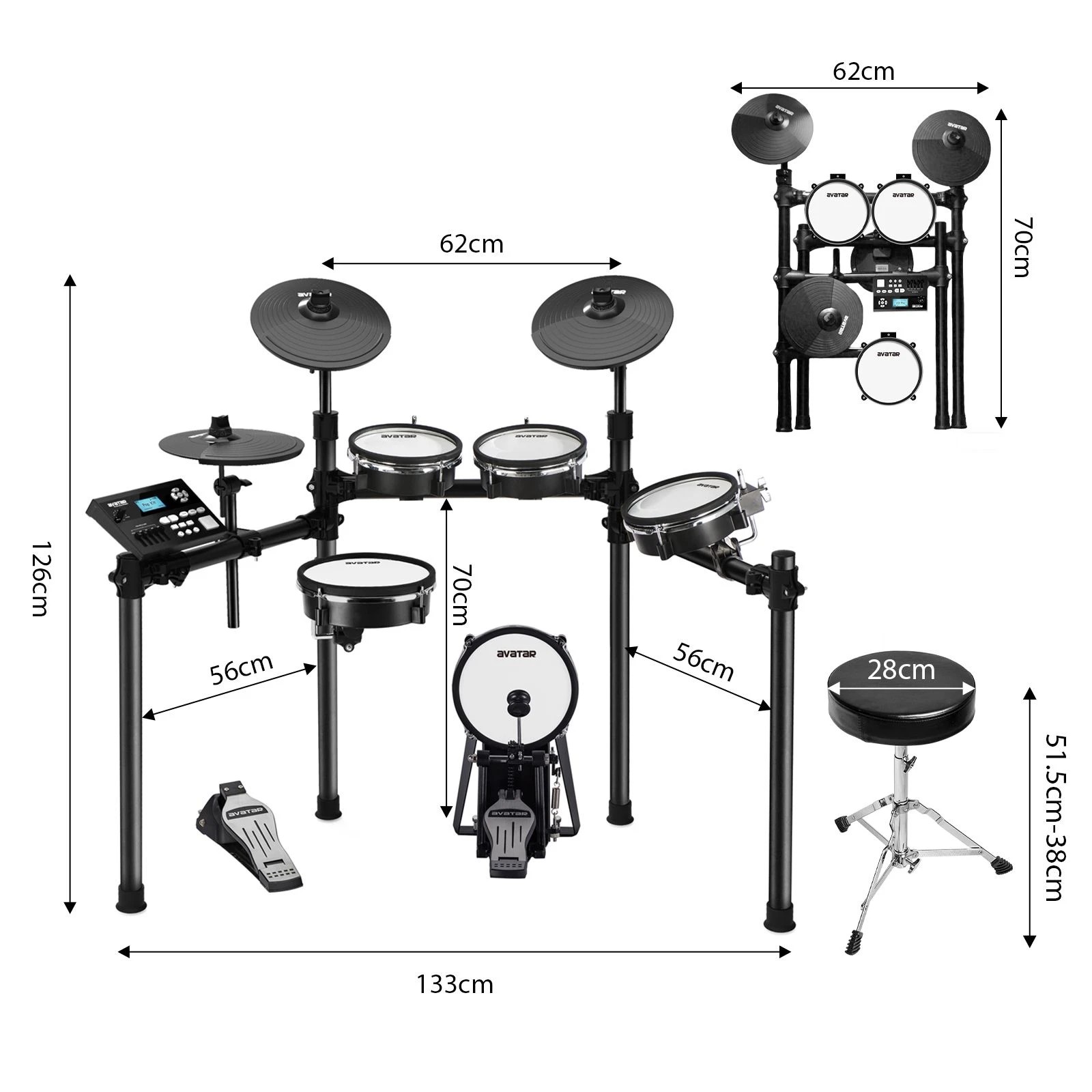 2 Ausway Electric Drum Set for Beginners 447 Sounds Mesh Pads 10 Cymbals Kick Tower USB MIDI Pedals Throne, 2 of 6