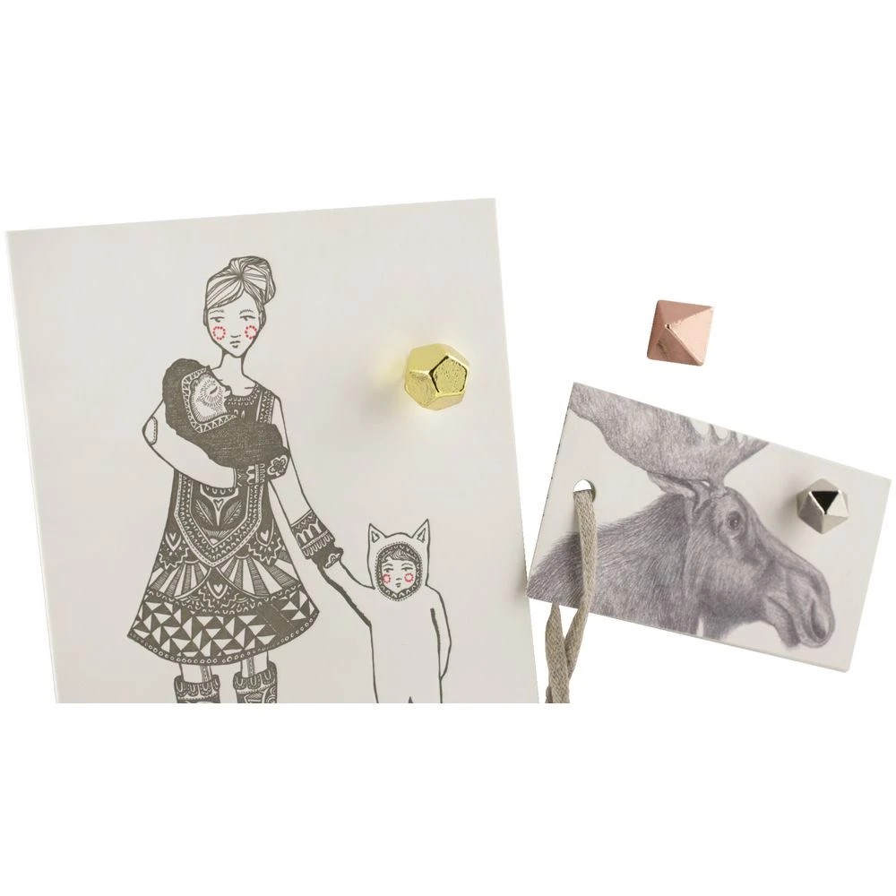 2 Three By Three Polyhedra Magnets Gold 5 Pack, 2 of 2