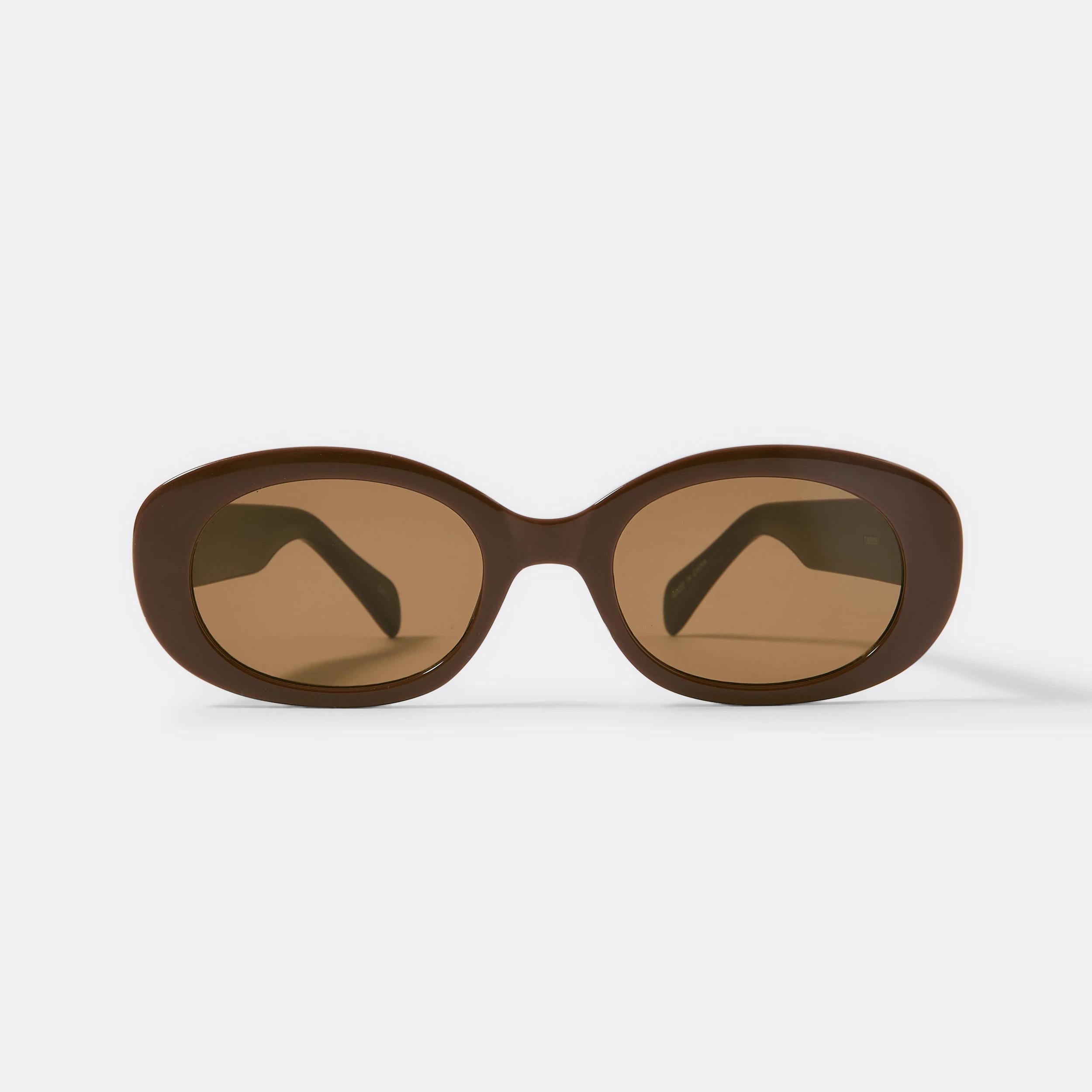 1 Womens Oval Sunglasses Brown, 1 of 6