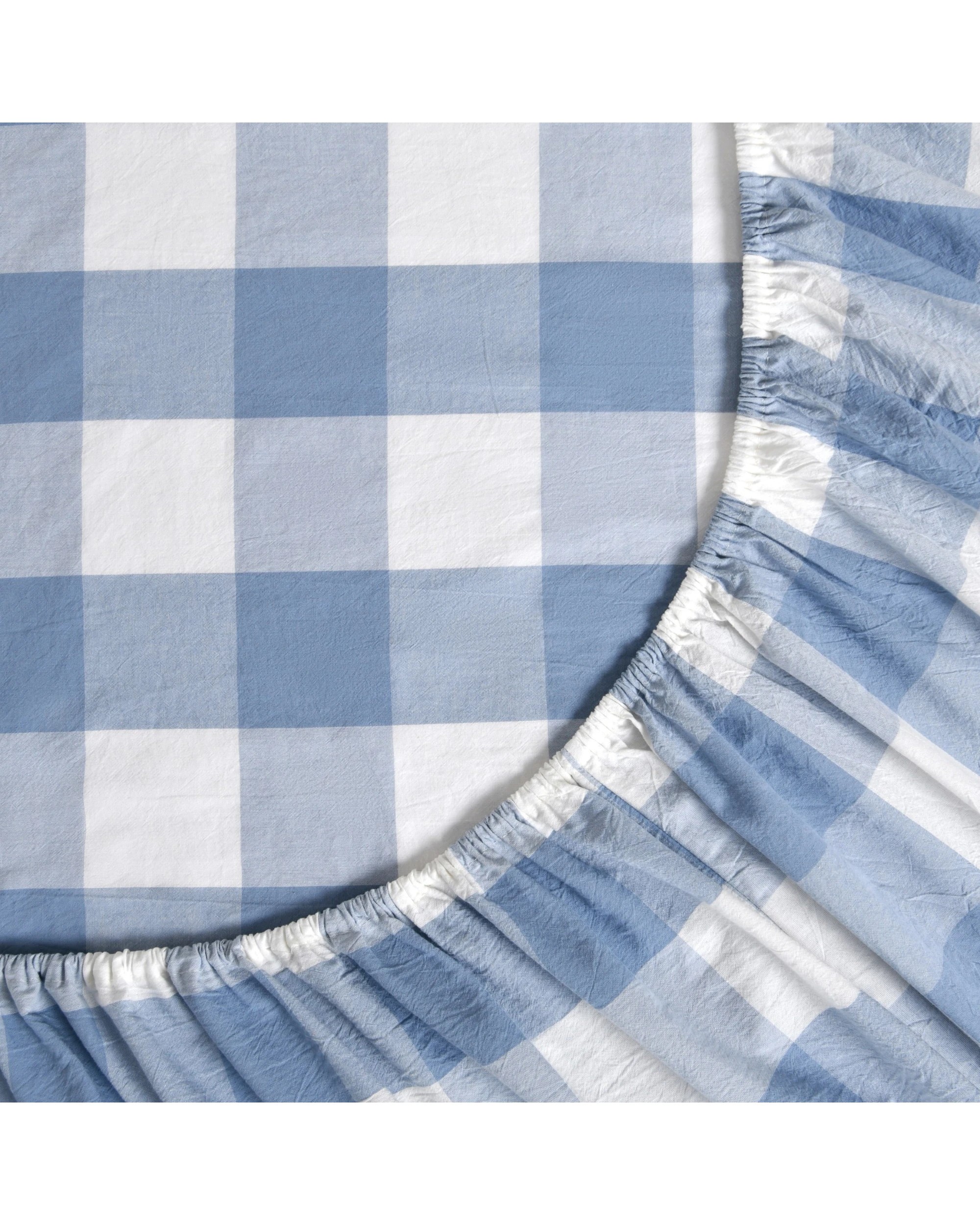 5 Dreamaker Remy Yarn Dyed Washed Cotton Checkered Sheet Set - Super King Bed - Cornflower, 5 of 7