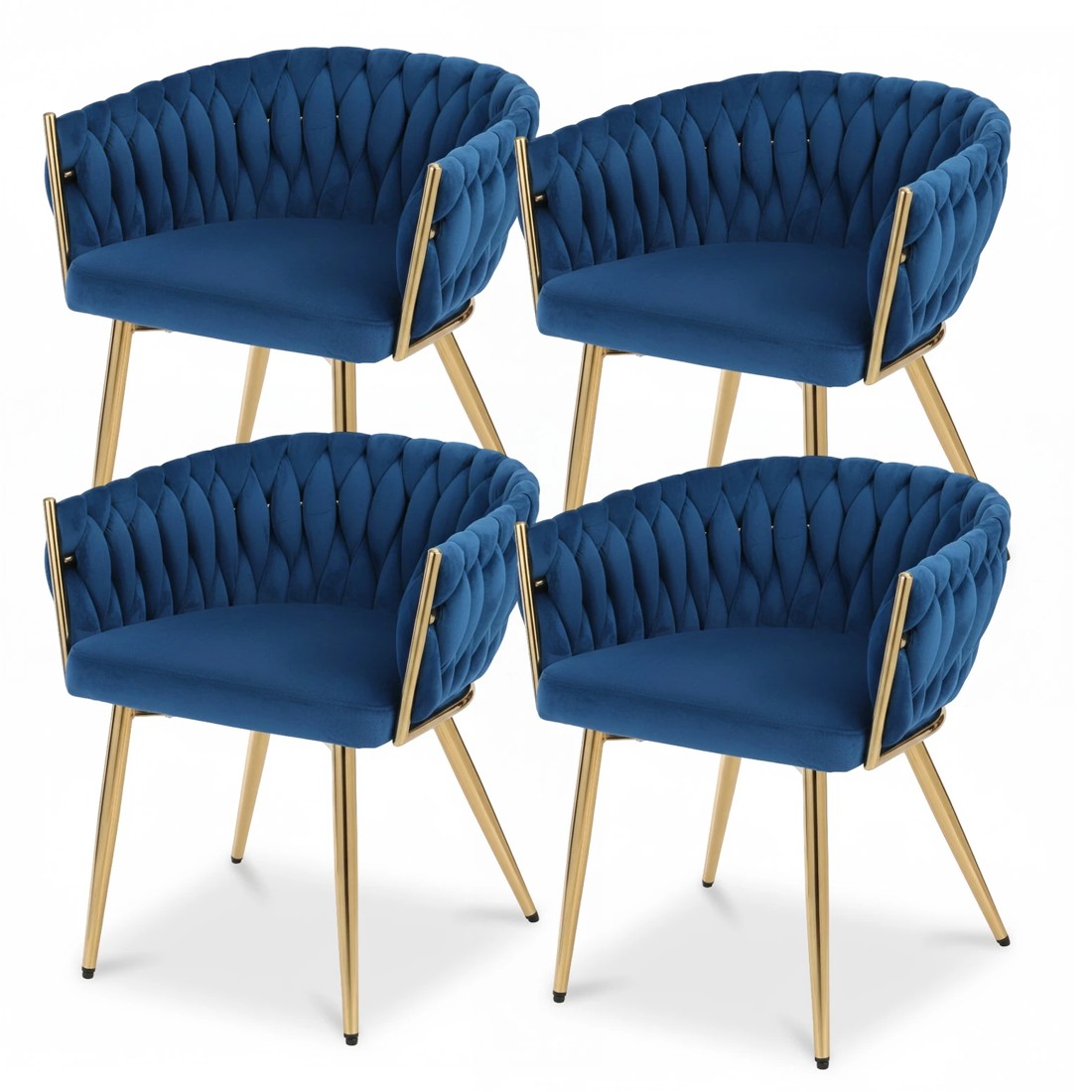 1 1 Set of 4 Artiss Dining Chairs  Weaving Armchair - Blue, 1 of 2