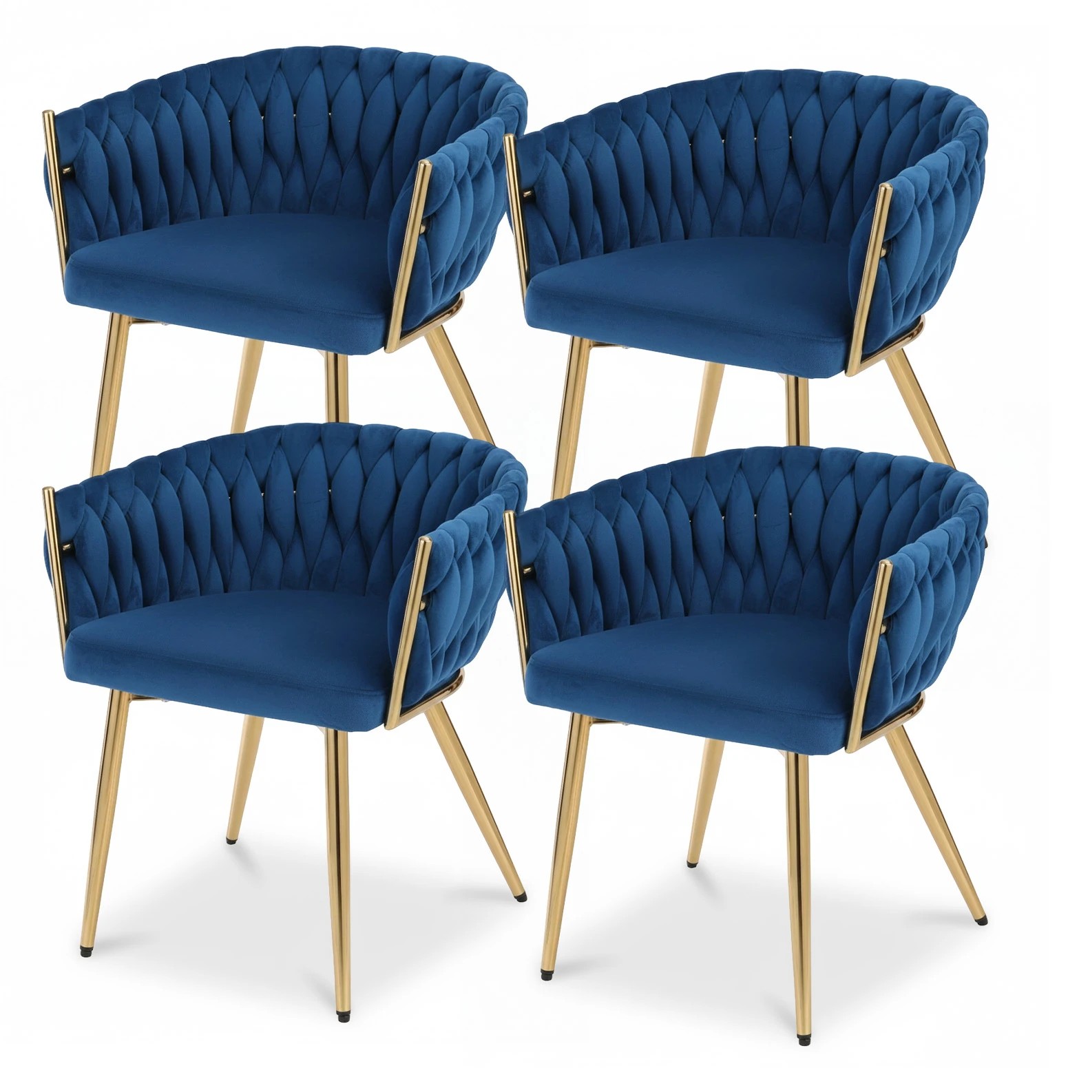 1 1 Set of 4 Artiss Dining Chairs  Weaving Armchair - Blue, 1 of 6
