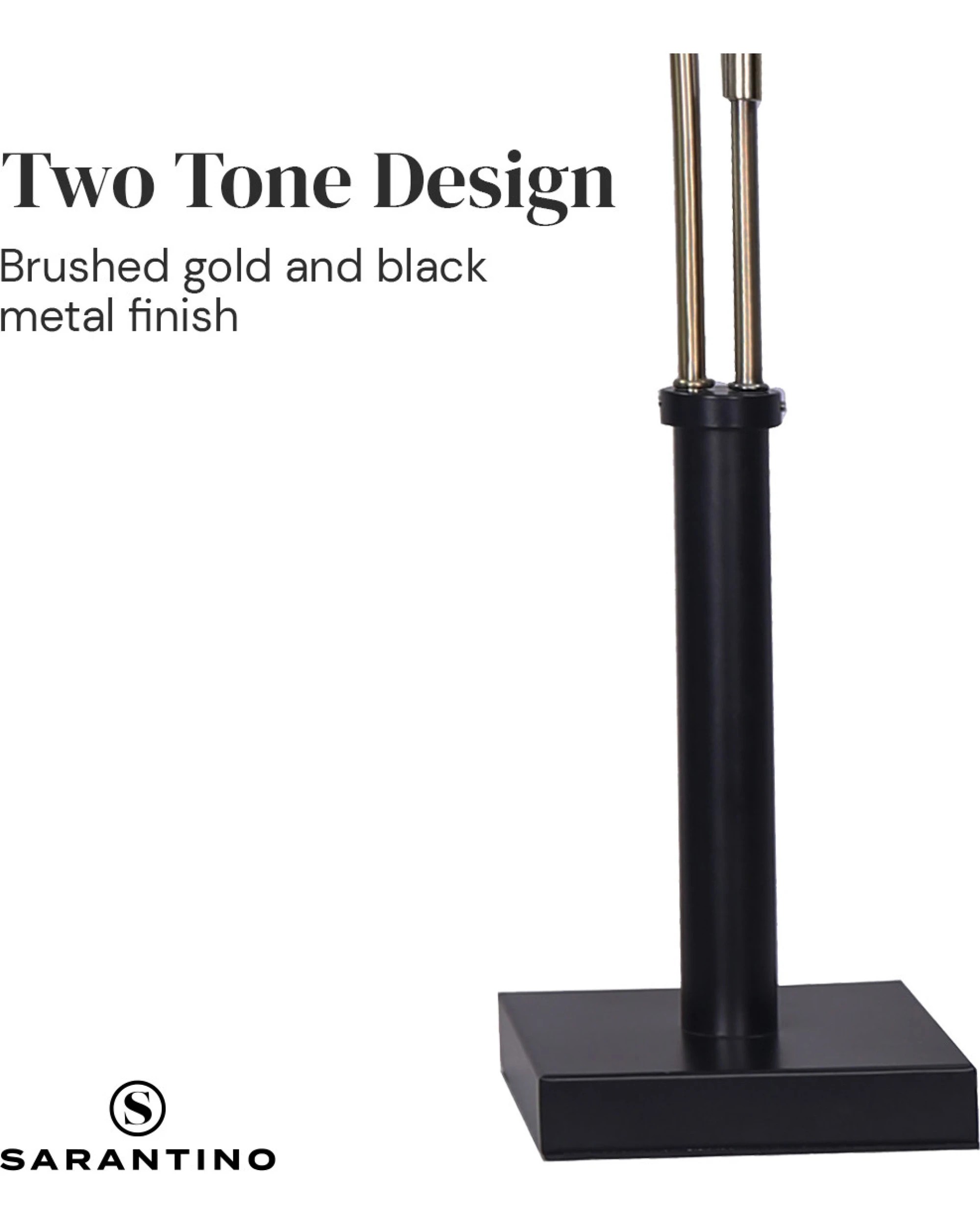 7 Sarantino LED Metal Table Lamp with 2 Lights Brushed Gold Black Finish, 7 of 10