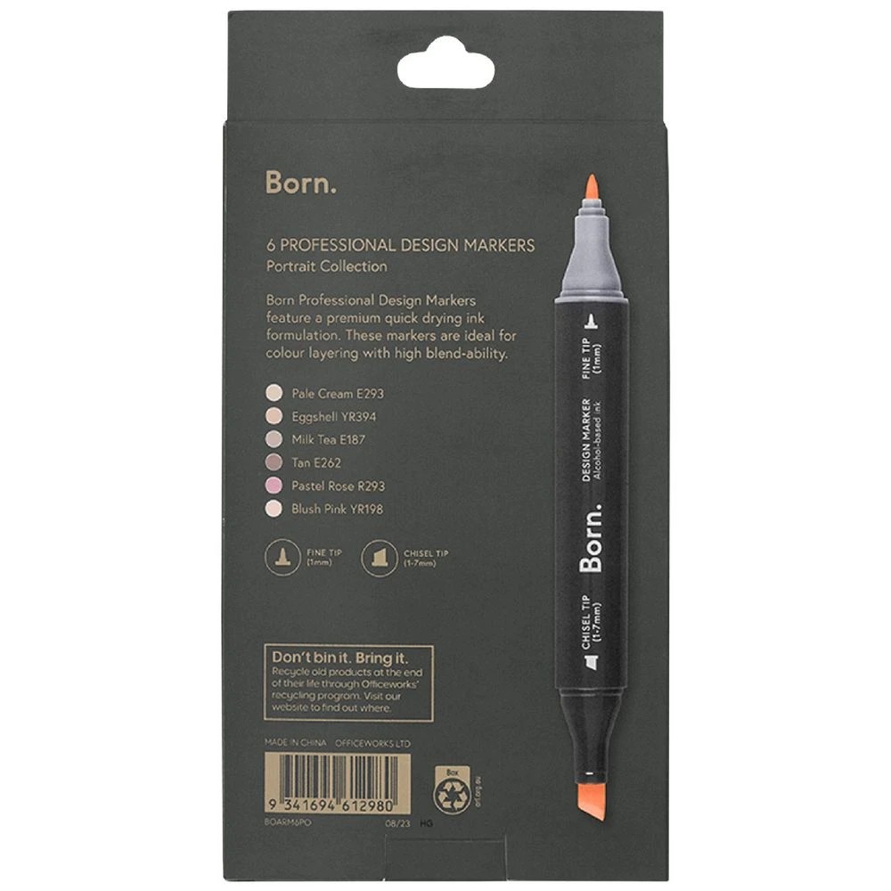4 Born Professional Dual-Tip Artist Markers Portrait 6 Pack, 4 of 4