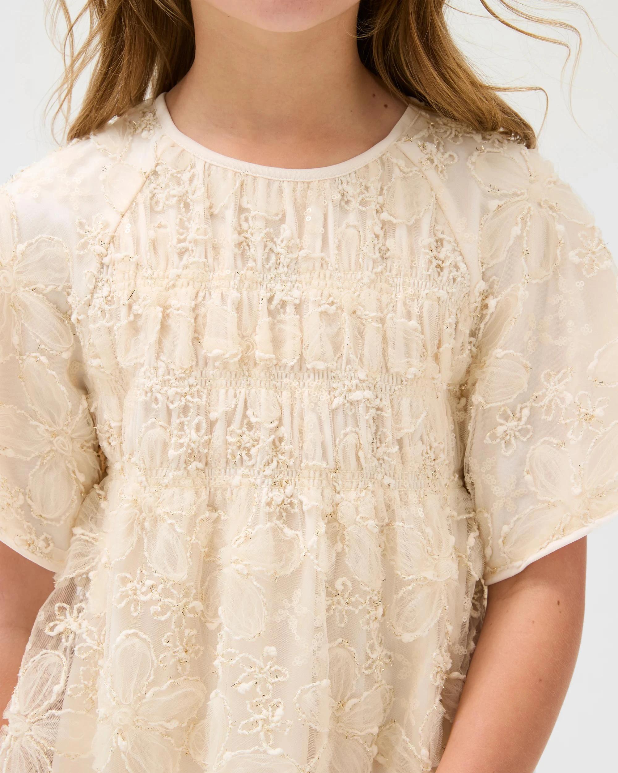 3 Target Kids Floral Woven 3D Dress CREAM, 3 of 6