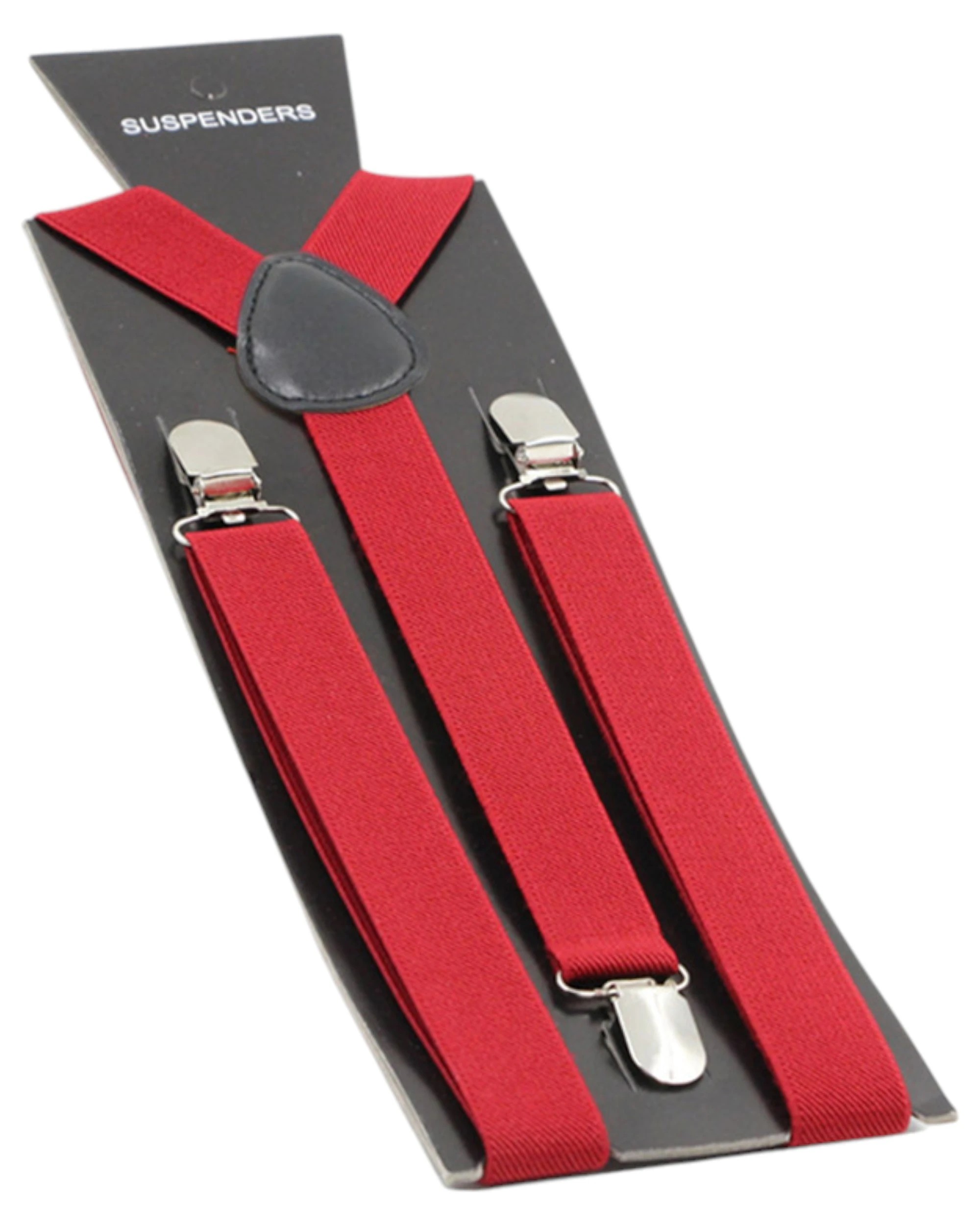1 Zasel Mens Adjustable 85cm Dark Red Suspenders - Red, 1 of 1