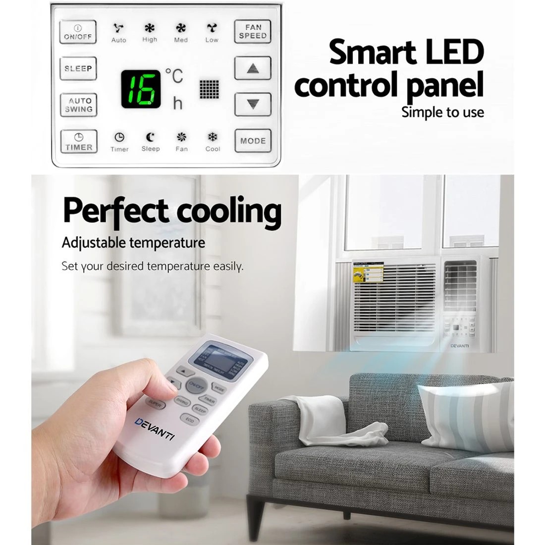 6 Devanti Window Air Conditioner 1.7kW
 - blue, 6 of 8