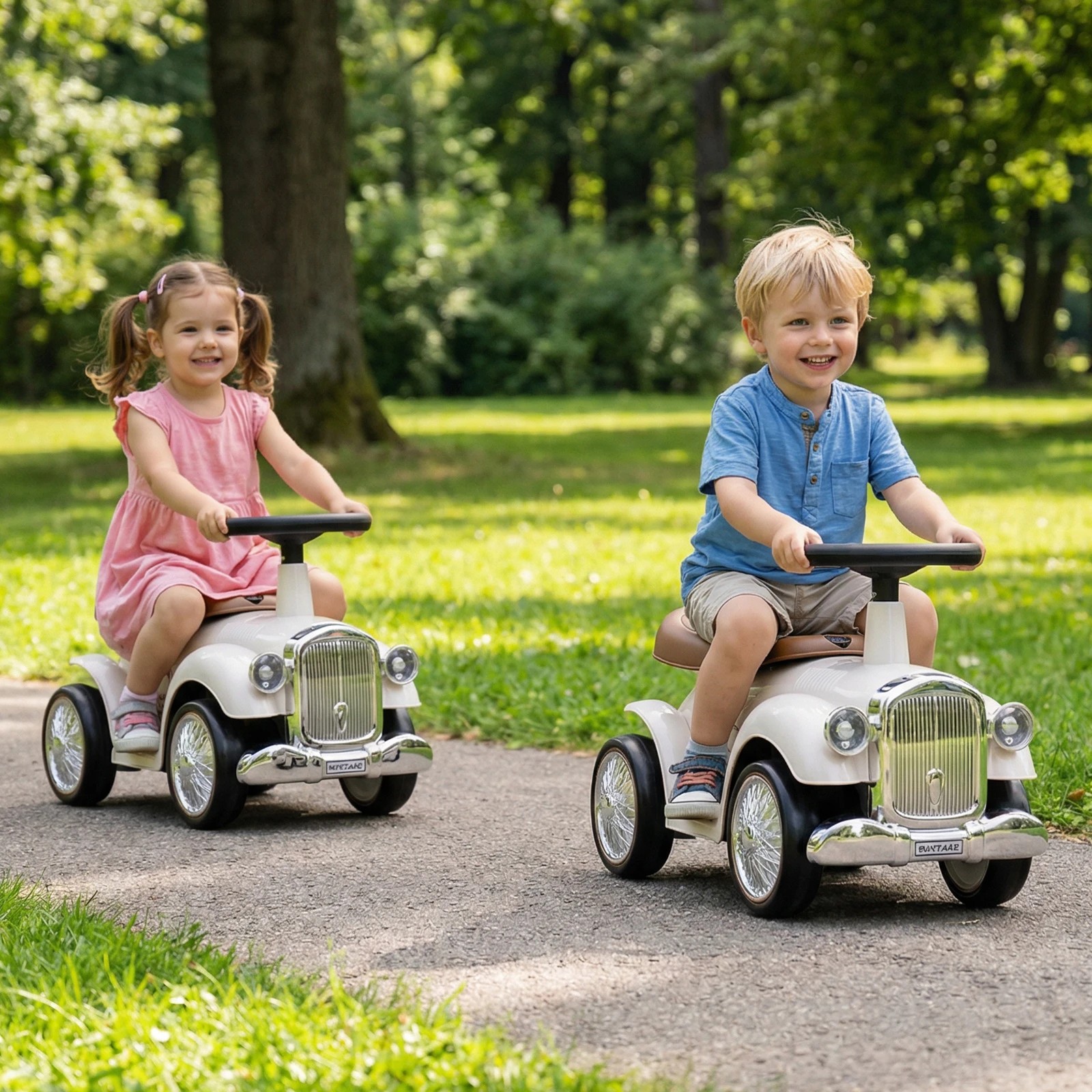 4 Costway Foot to Floor Kids Riding Car Toy Walker Vehicle - White, 4 of 4