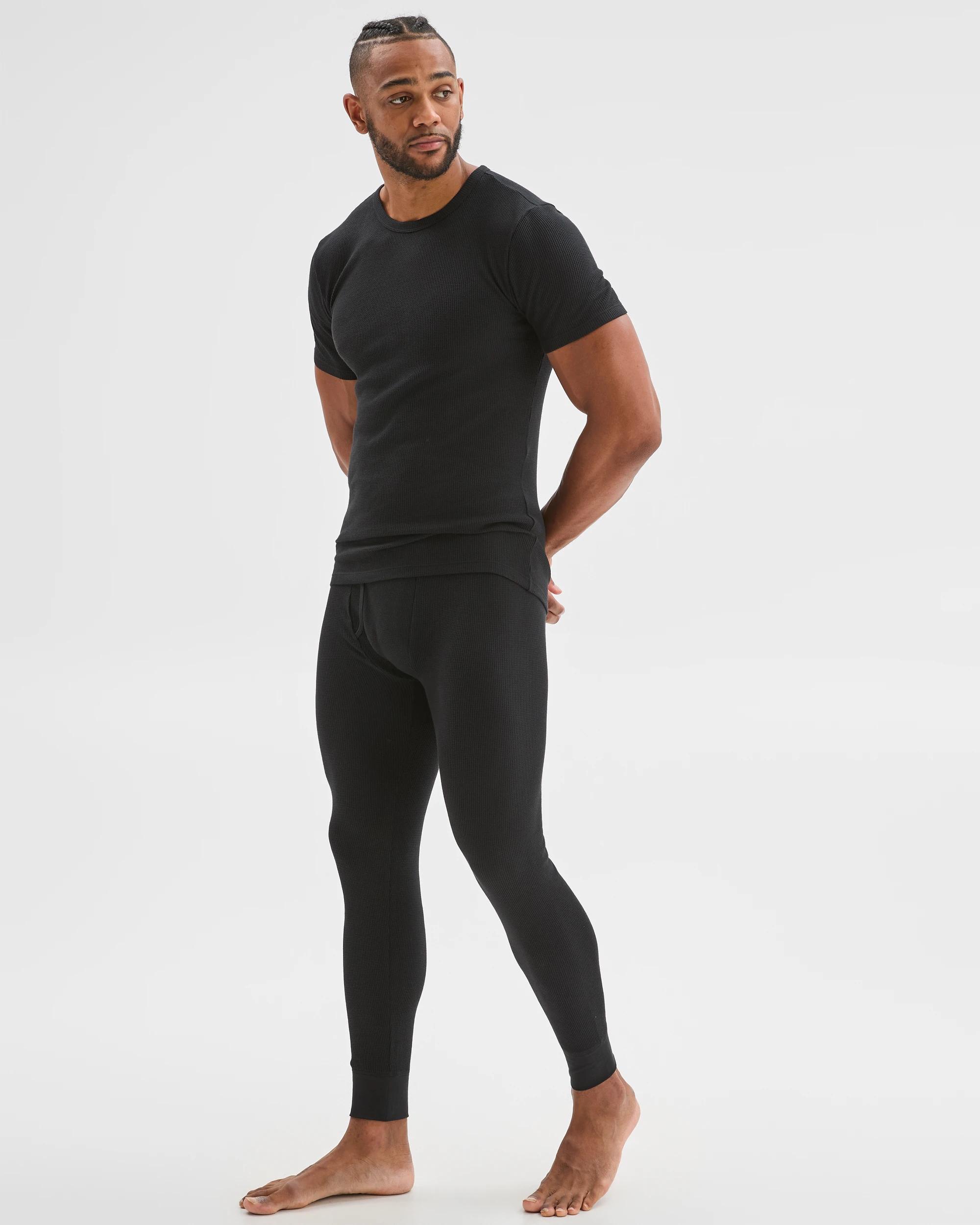 3 Maxx Australian Cotton Blend Waffle Thermal Pants BLACK, 3 of 5