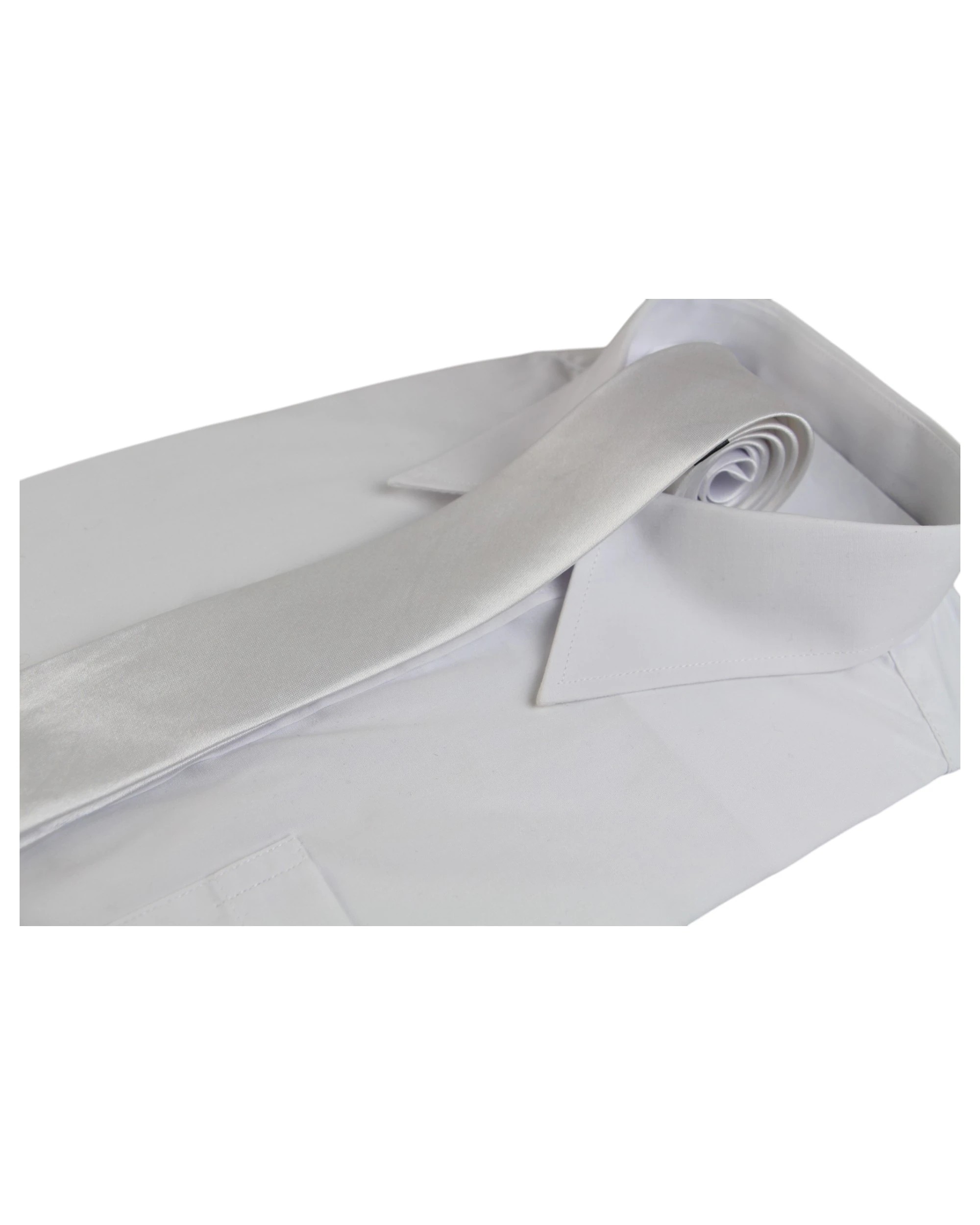 3 Zasel Mens 5cm Skinny Plain Neck Tie - White - White, 3 of 7
