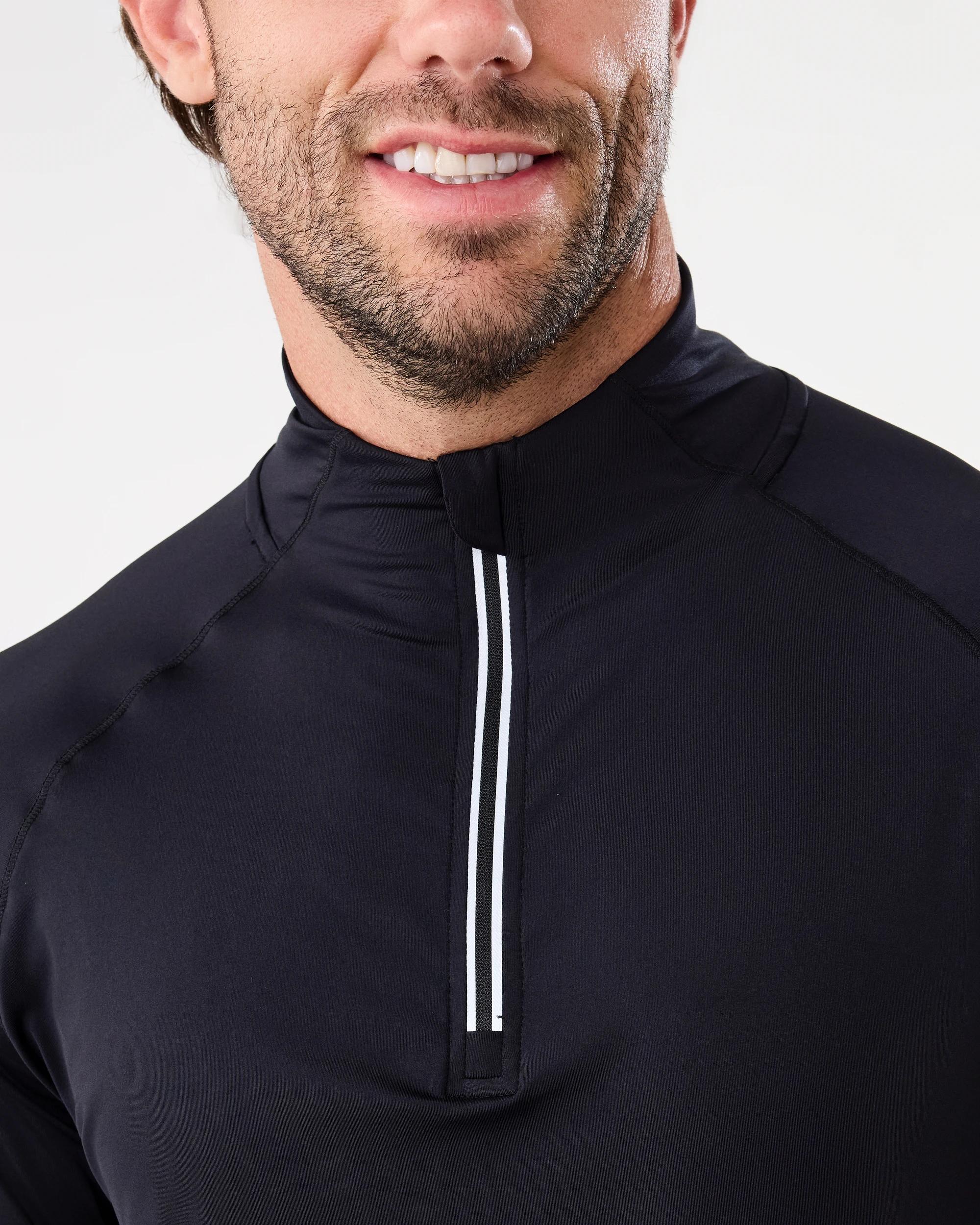 5 Active Mens 1/4 Zip Training Long Sleeve T-shirt Black, 5 of 5