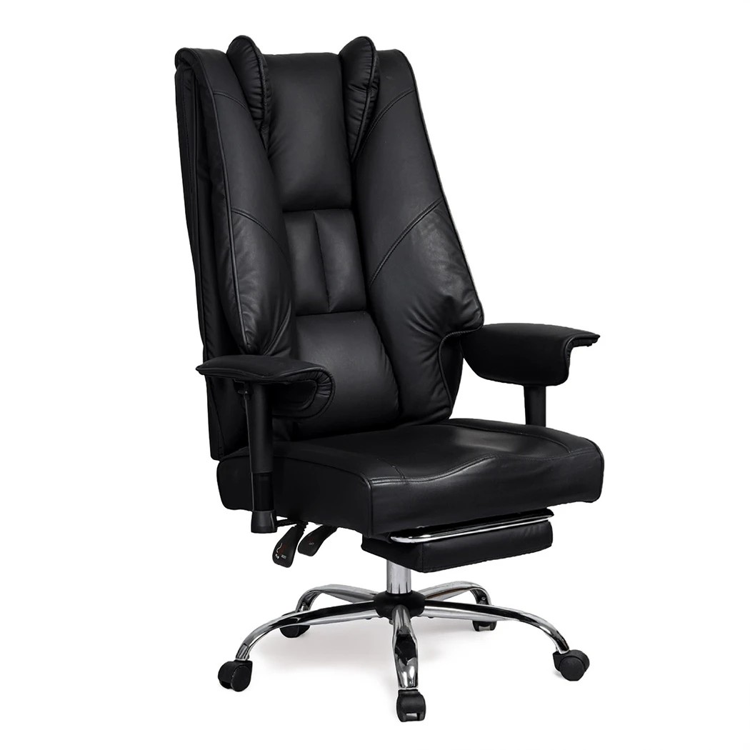 1 Levede High Back PU Leather Executive Desk Chair with Adjustable Armrests,Black, 1 of 8