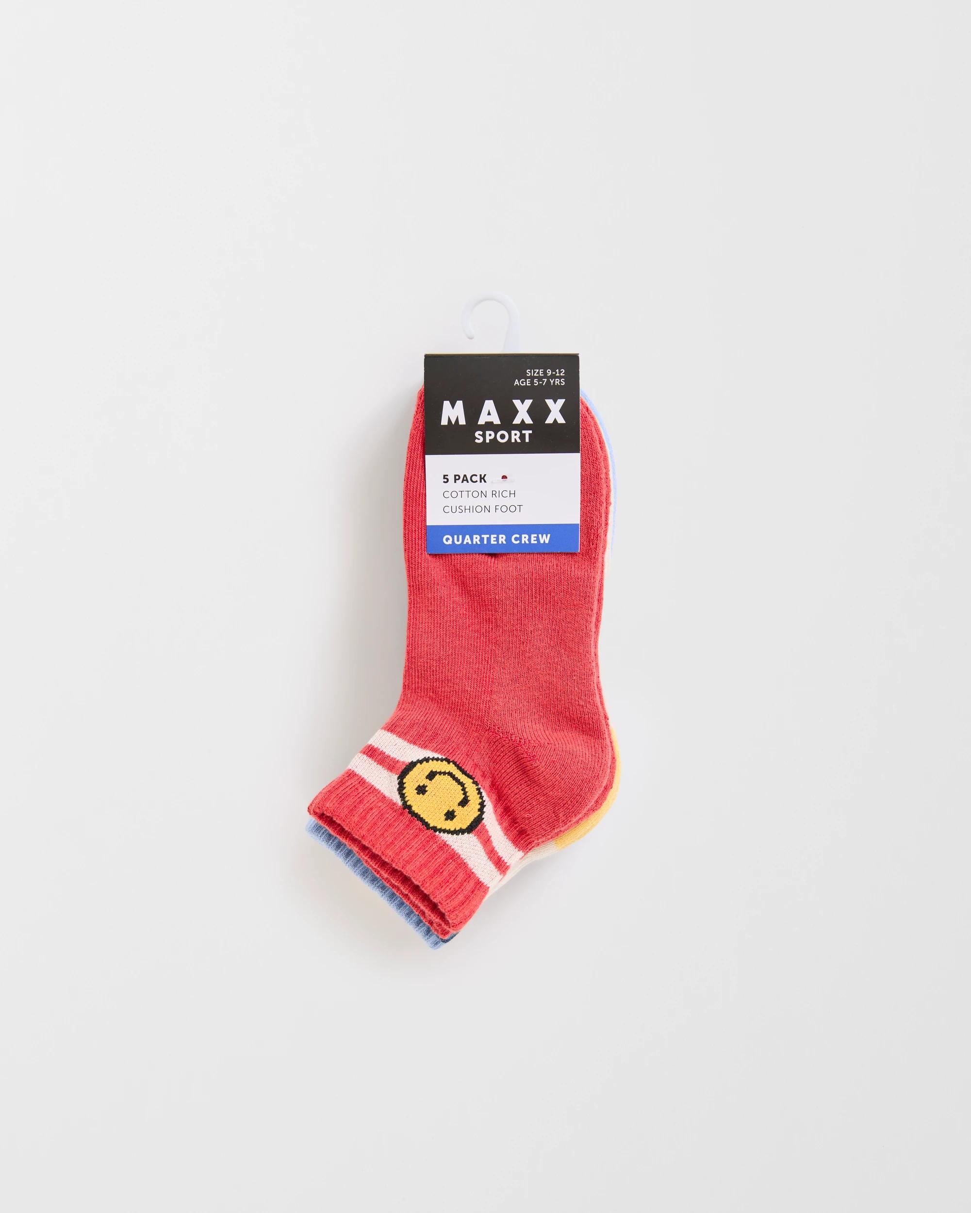 3 Maxx 5 Pack Boys Rib Quarter Crew Socks HAPPY FACE, 3 of 3
