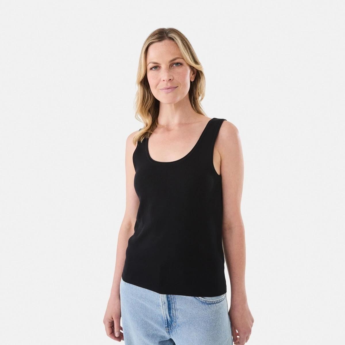 1 Sleeveless True Knit Scoop Neck Tank Black, 1 of 5