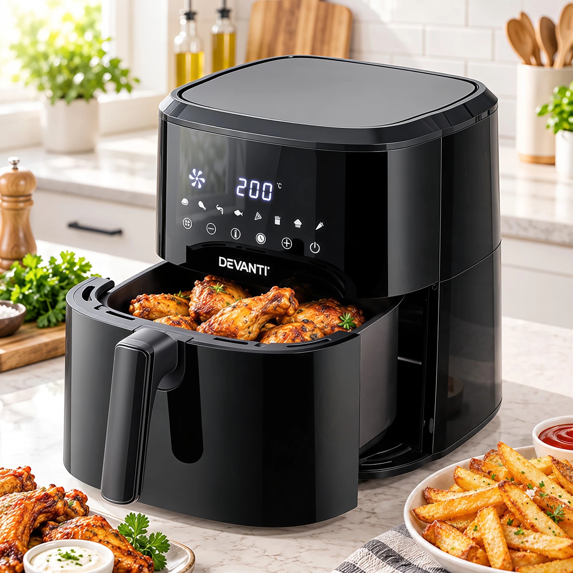 10 Devanti 6.5L Digital Air Fryer With 8 Cooking Presets - Black, 10 of 10