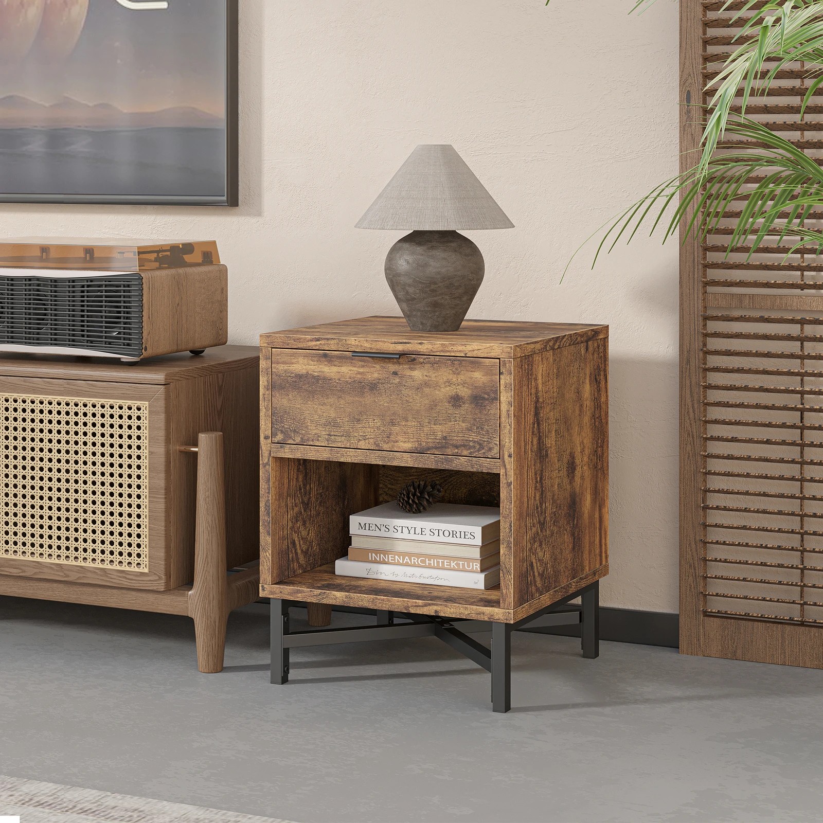 4 Alfordson 2x Bedside Table Retro Nightstand Side Cabinet - Oak, 4 of 10