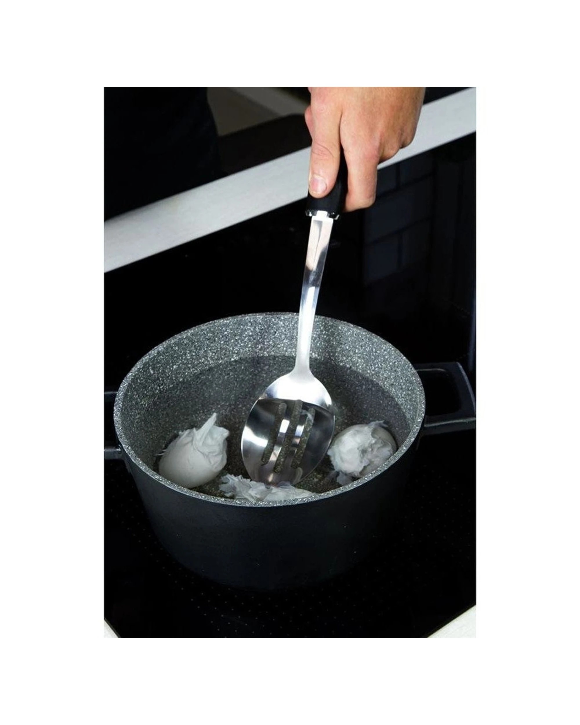 3 Mastercraft Soft-Grip Slotted Spoon Stainless Steel Kitchen Cooking Utensil - Black, 3 of 3