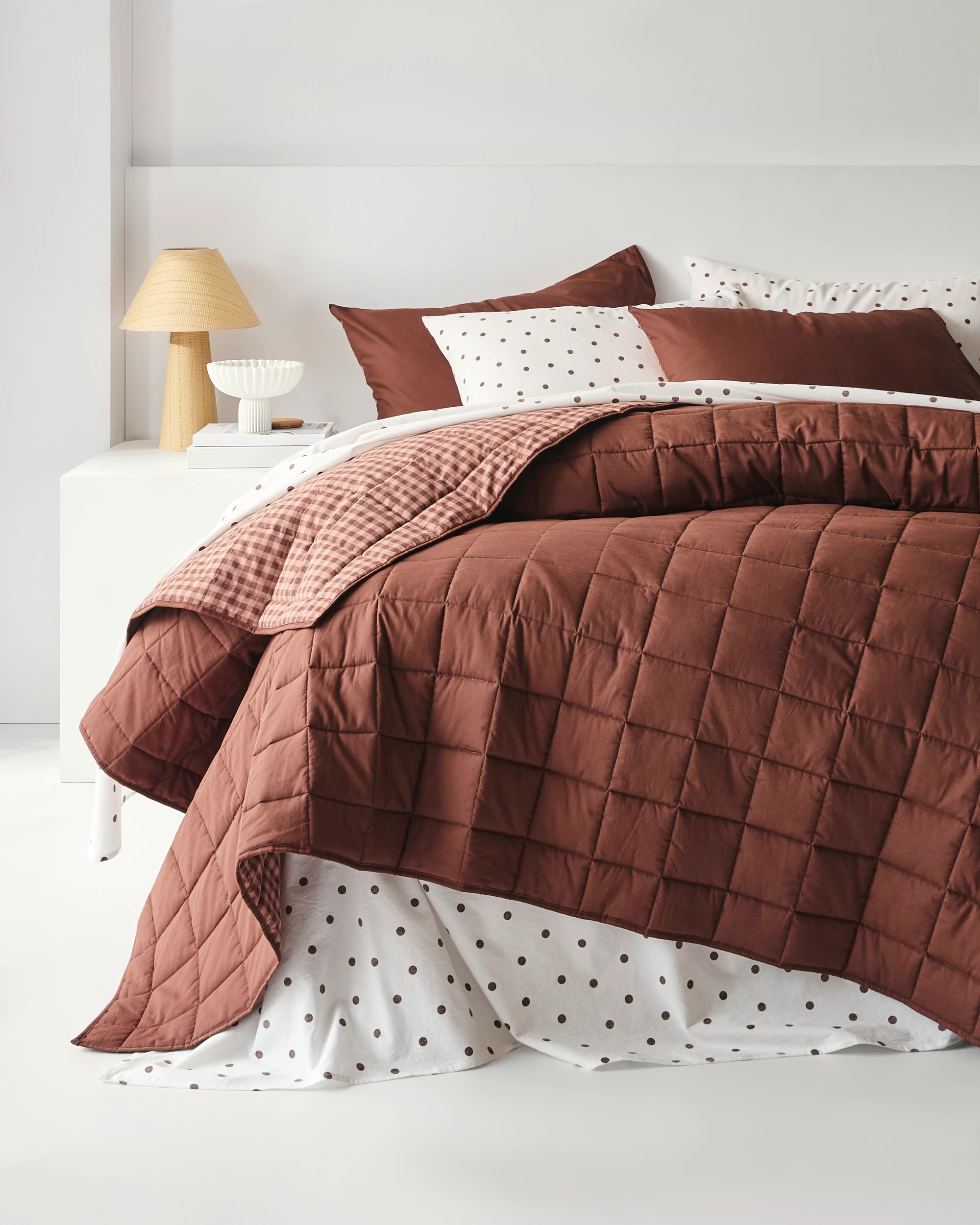 1 Target Hudson Gingham Cotton Coverlet Set - Super King Bed - Brown, 1 of 10