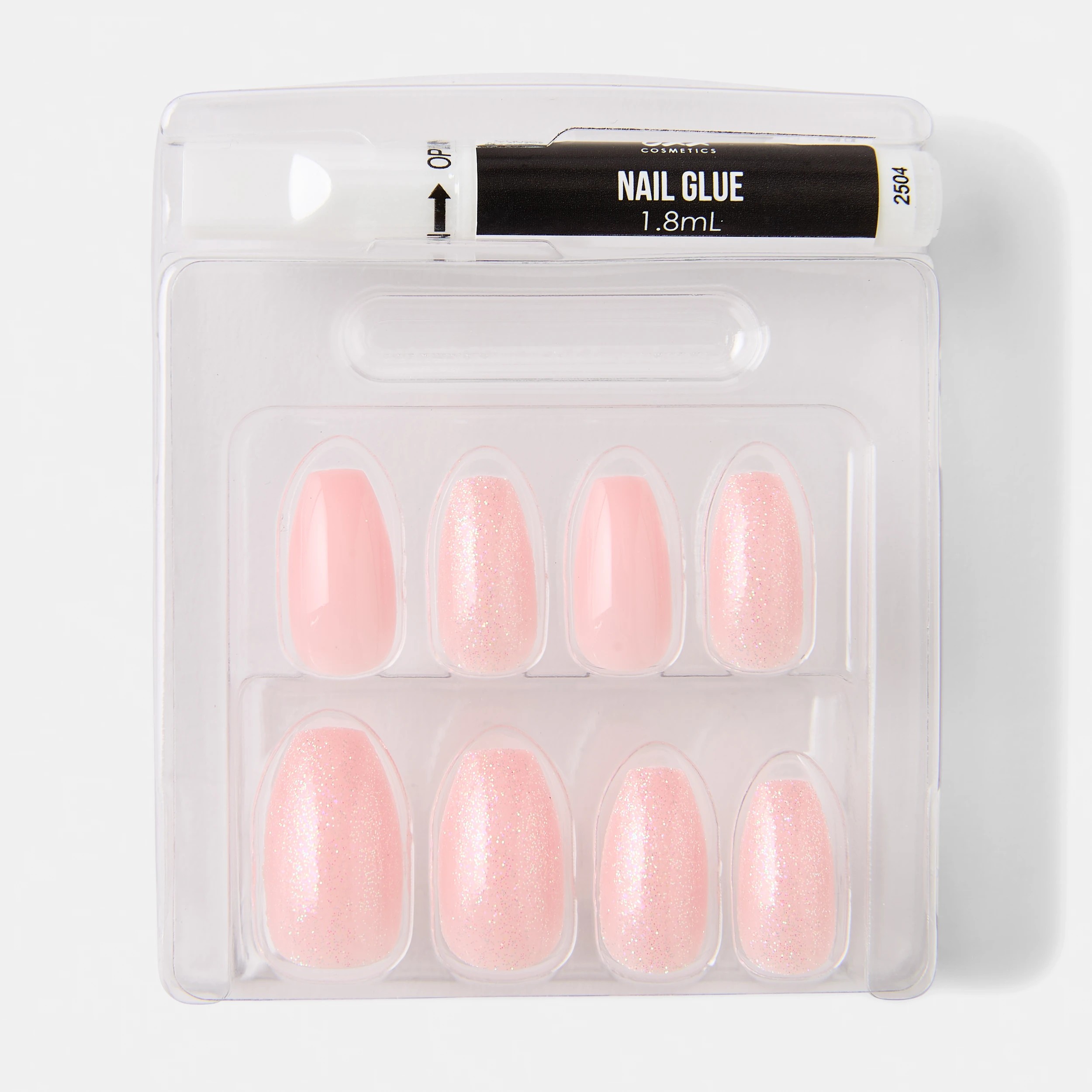 3 OXX Cosmetics 24 Pack Artificial Nails with Adhesive - Coffin Shape, Pink Shimmer, 3 of 5