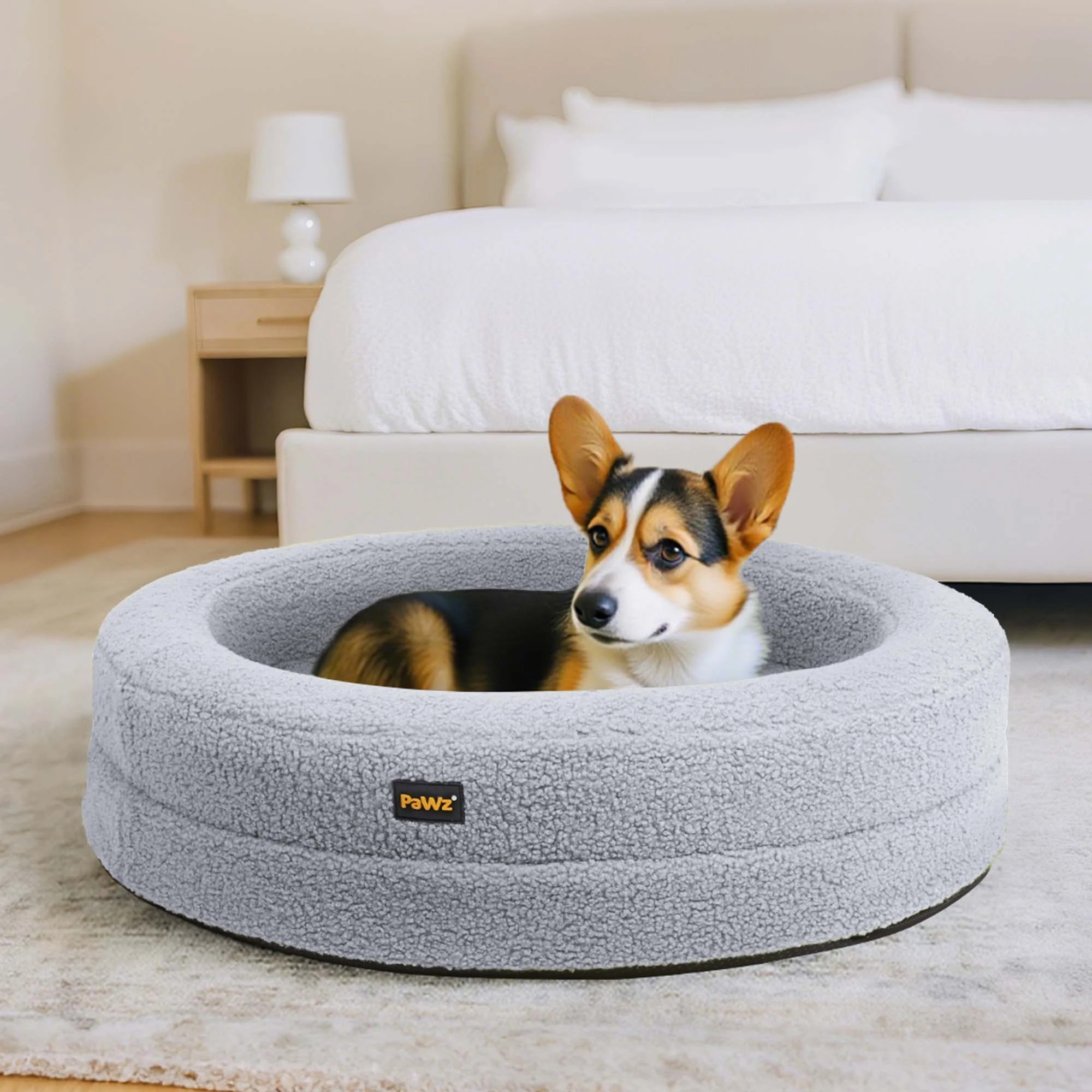 7 Pawz Washable Round Pet Bed  L - Grey, 7 of 9