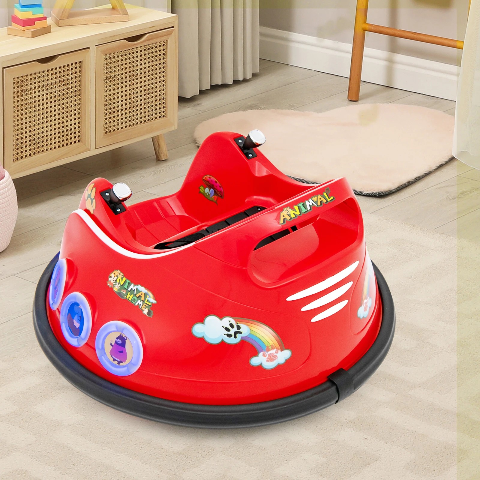 5 Costway Electric Kids Ride On Bumper Car w/Bluetooth - Red, 5 of 5