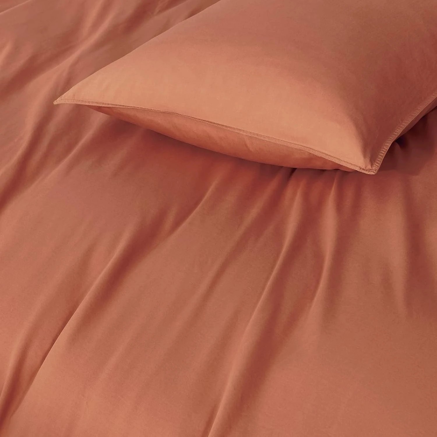 3 Gioia Casa Vintage Washed Cotton Quilt Cover Set Soft Breathable - Single Bed - Brick, 3 of 4