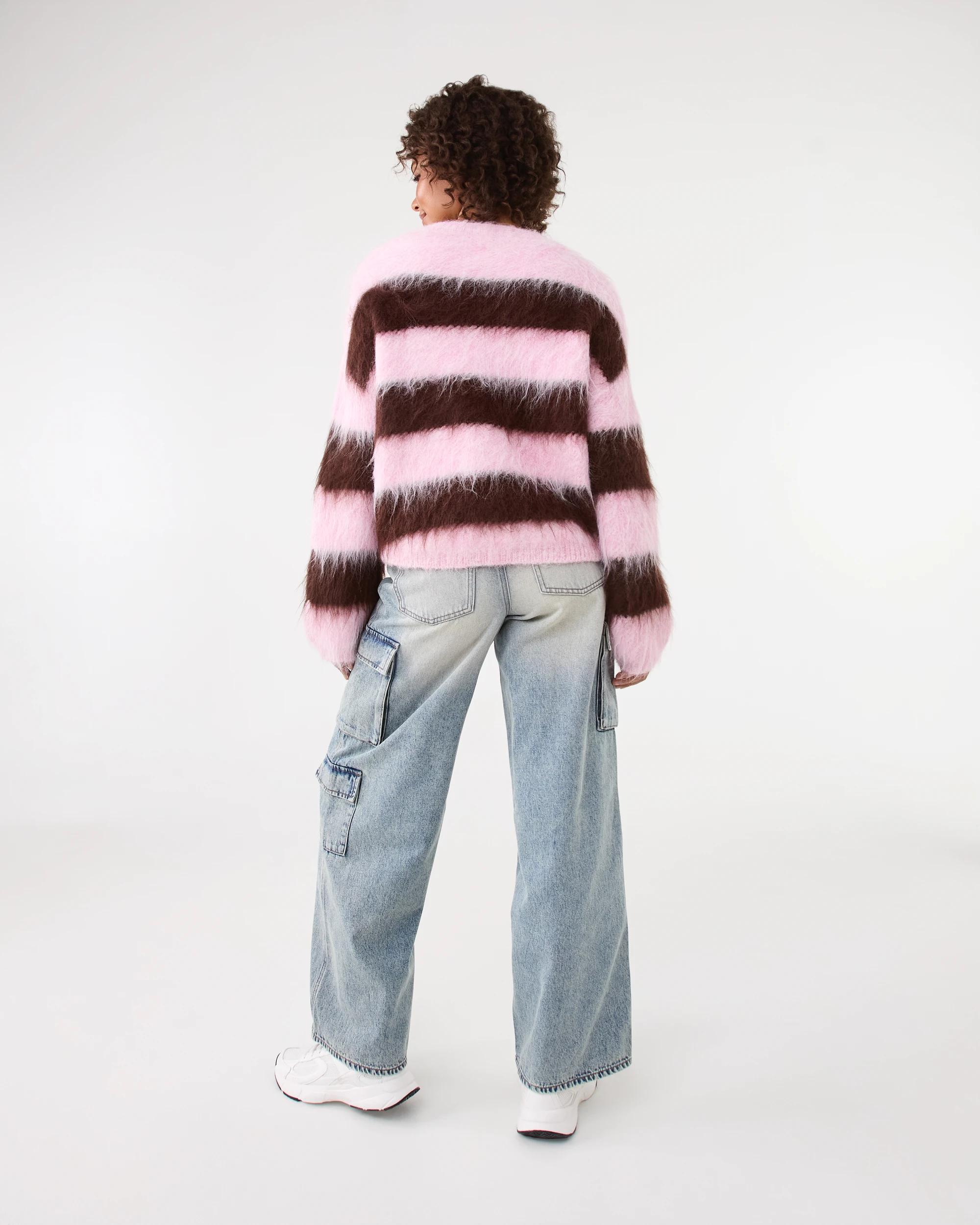 4 Fluffy Knit Jumper Pnk Stripe, 4 of 8