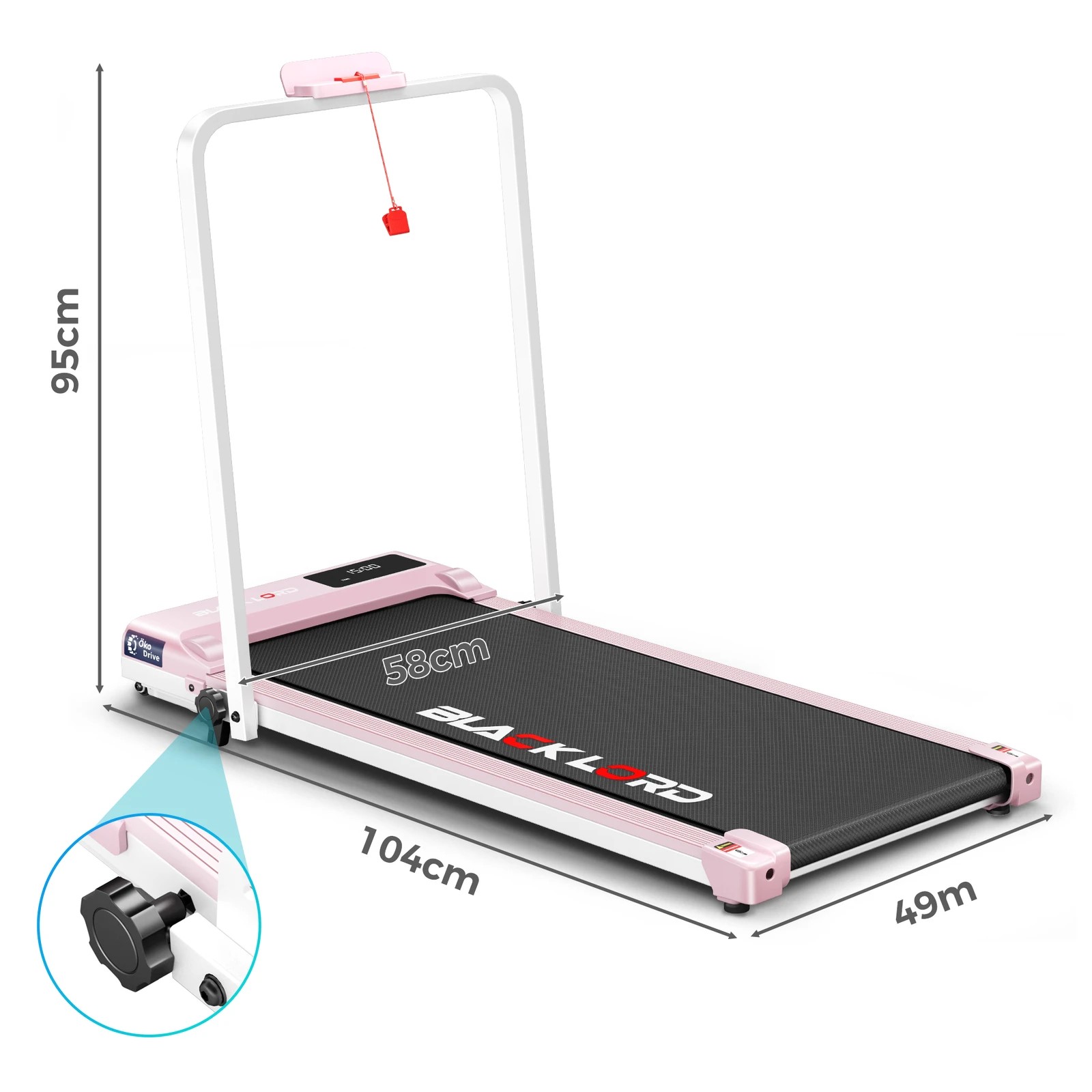 9 Black Lord Treadmill Electric Walking Pad Under Desk Home Gym Incline Fitness - Pink, 9 of 10