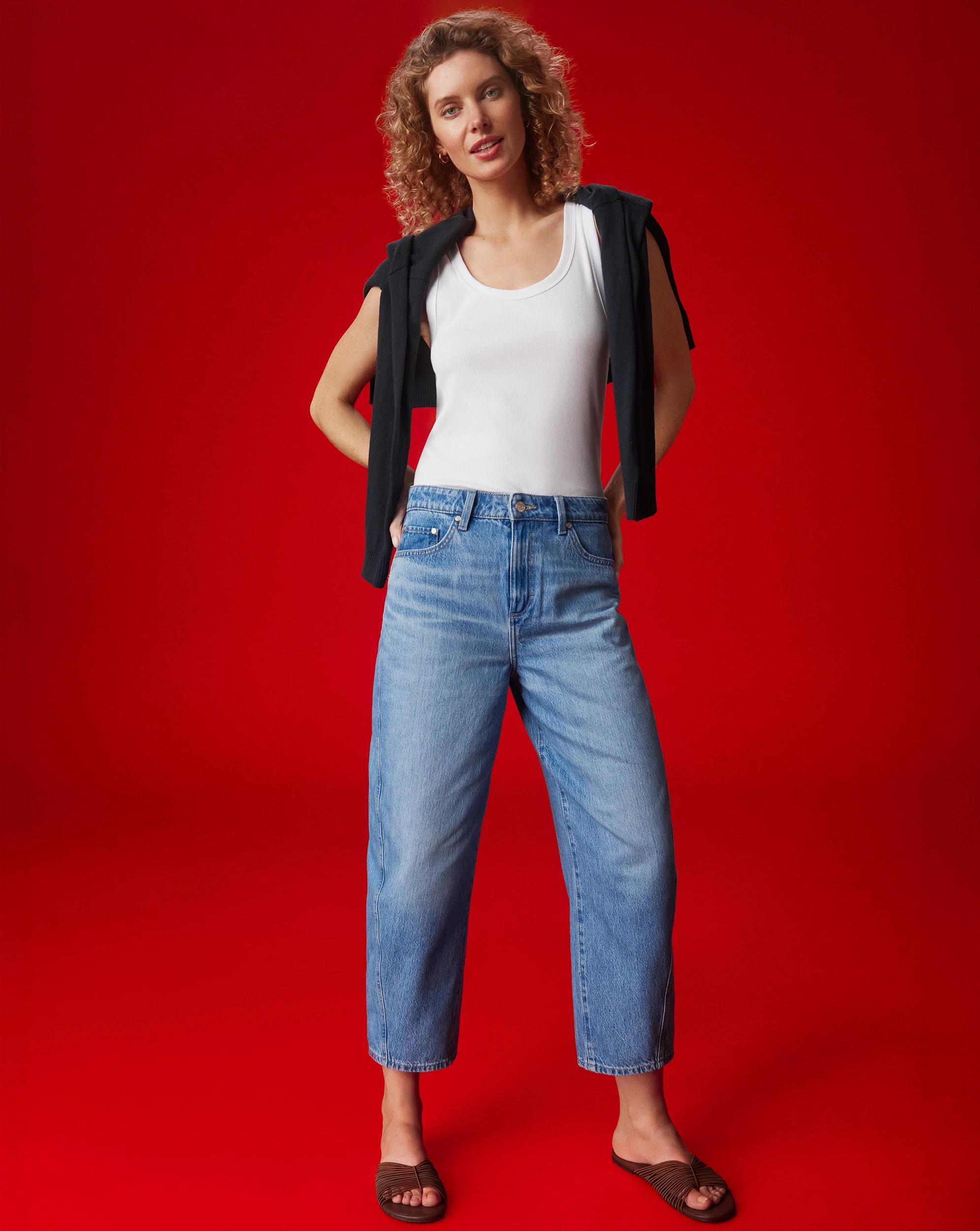 7 Target Denim Harper Barrel Leg Denim Jeans FADED BLUE, 7 of 7