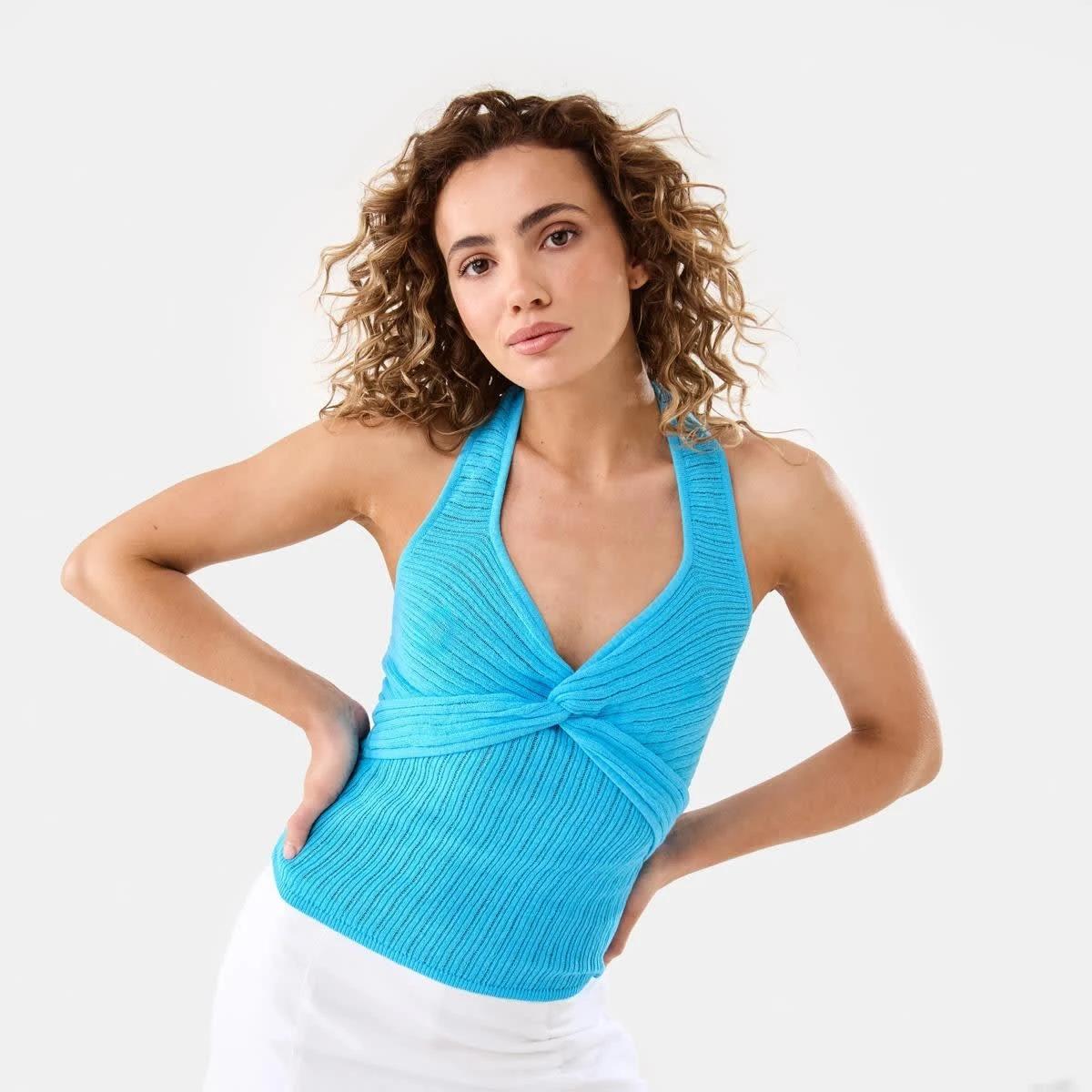 1 Halter Twist Front Top AQUAMARINE, 1 of 10