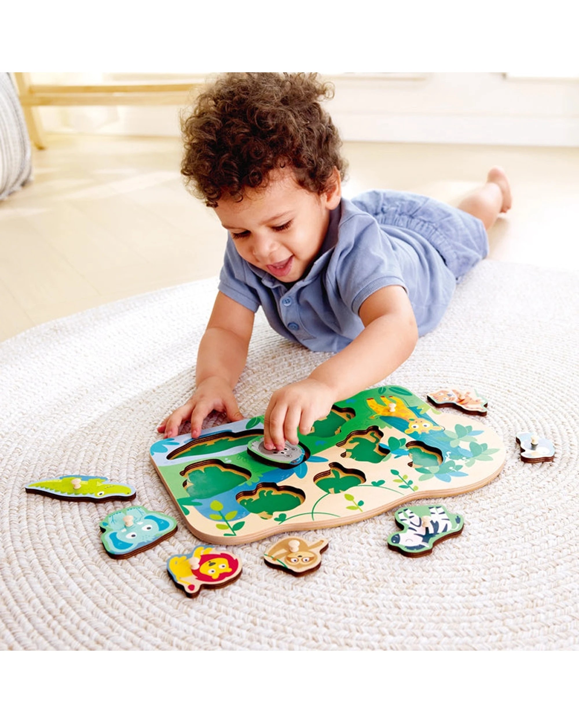 3 Hape Wild Animals Peg Puzzle Toy Kids Activity 32.2x1.7x21.7cm - Multi, 3 of 3